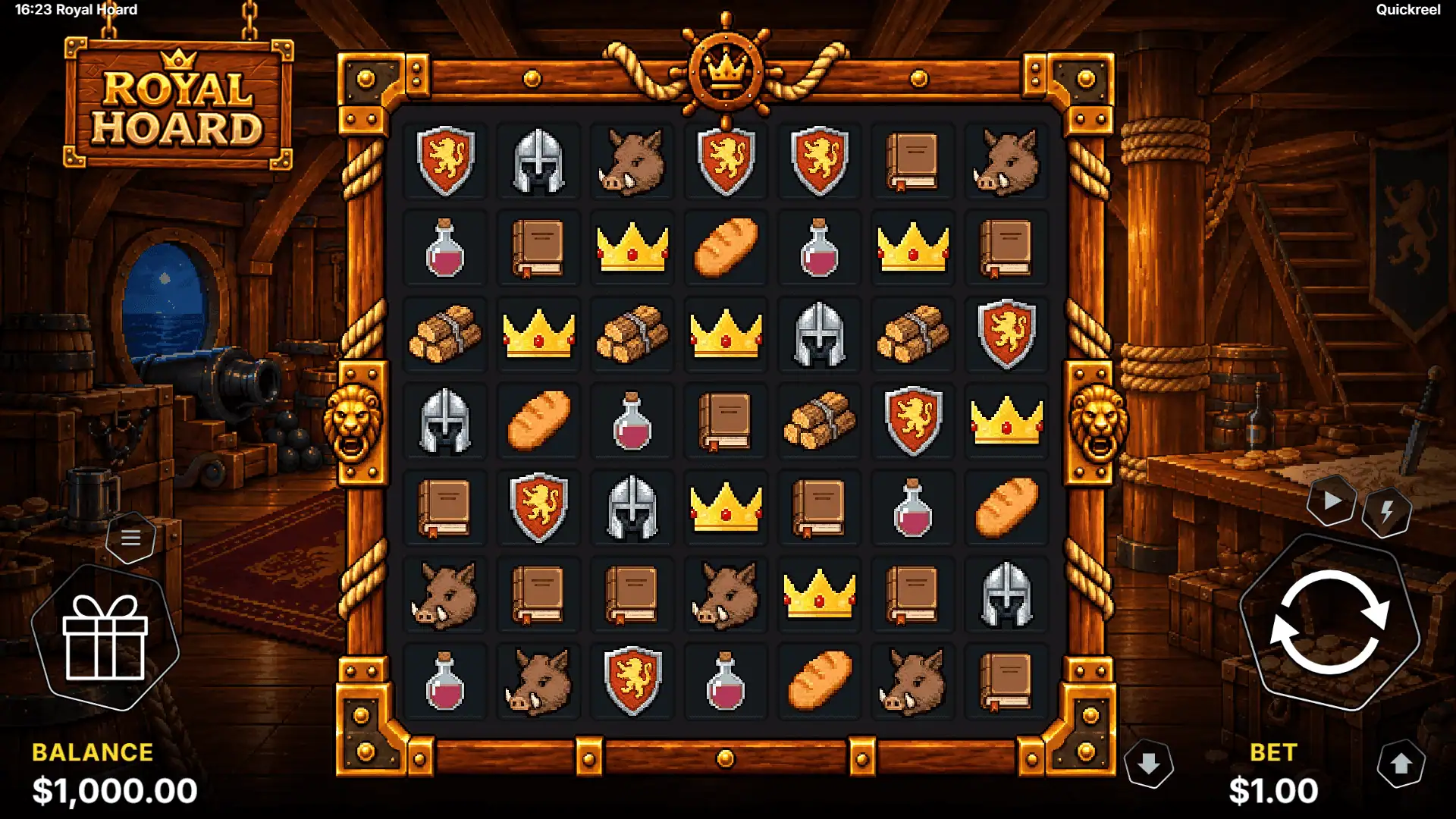 Royal Hoard slot gameplay reels