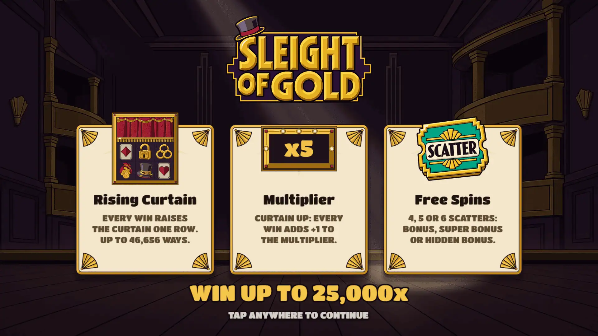 Sleight of Gold slot intro screen