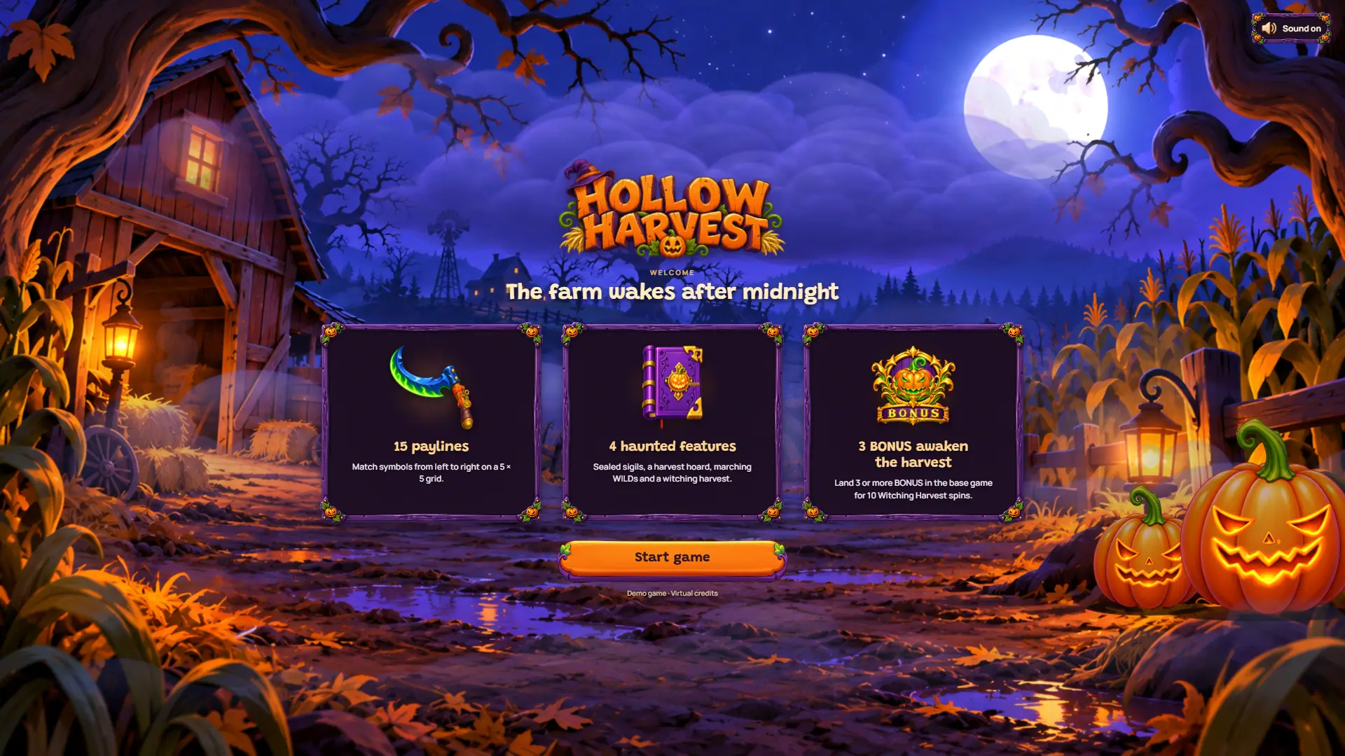 Hollow Harvest slot intro screen