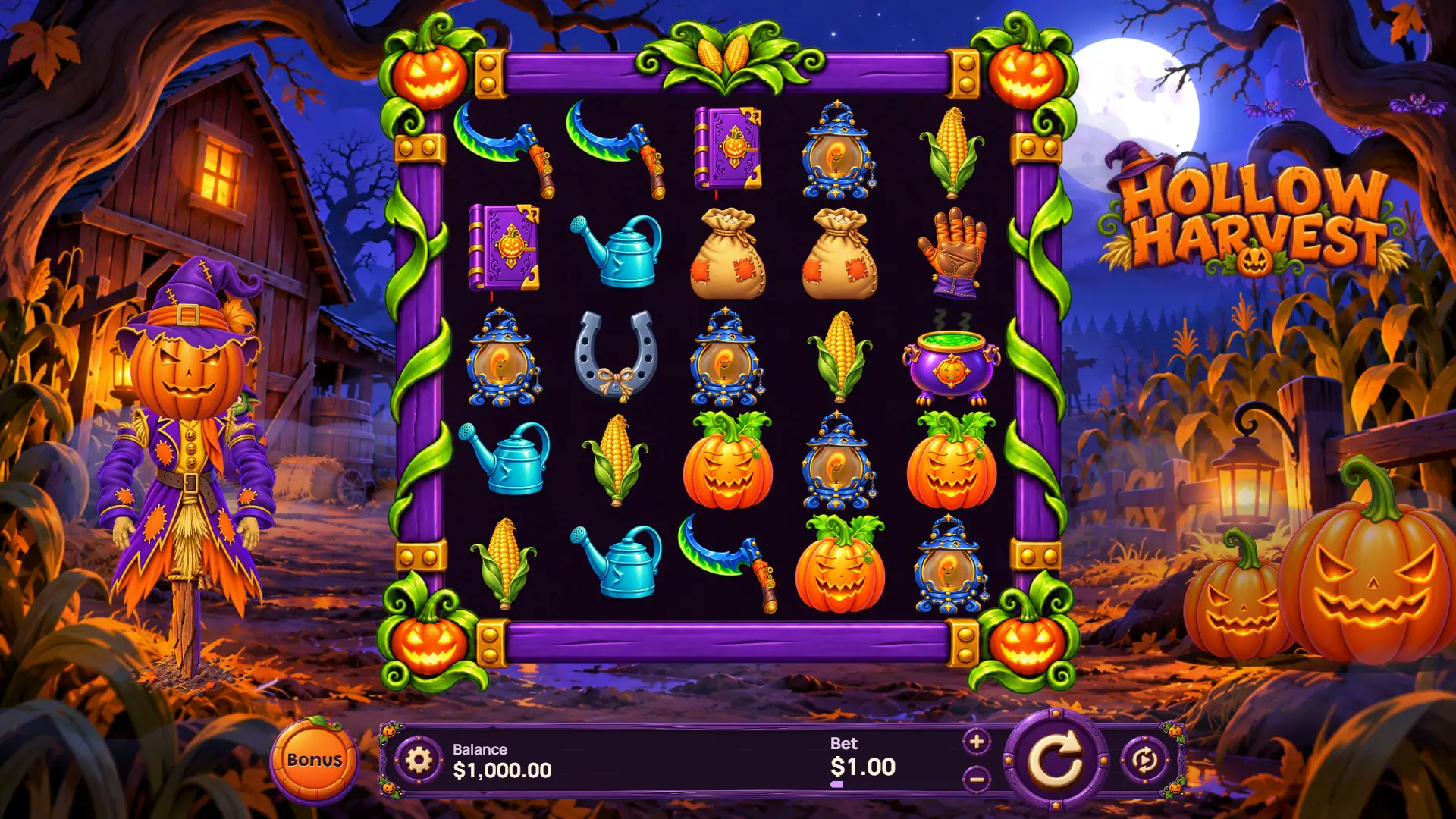 Hollow Harvest slot gameplay reels