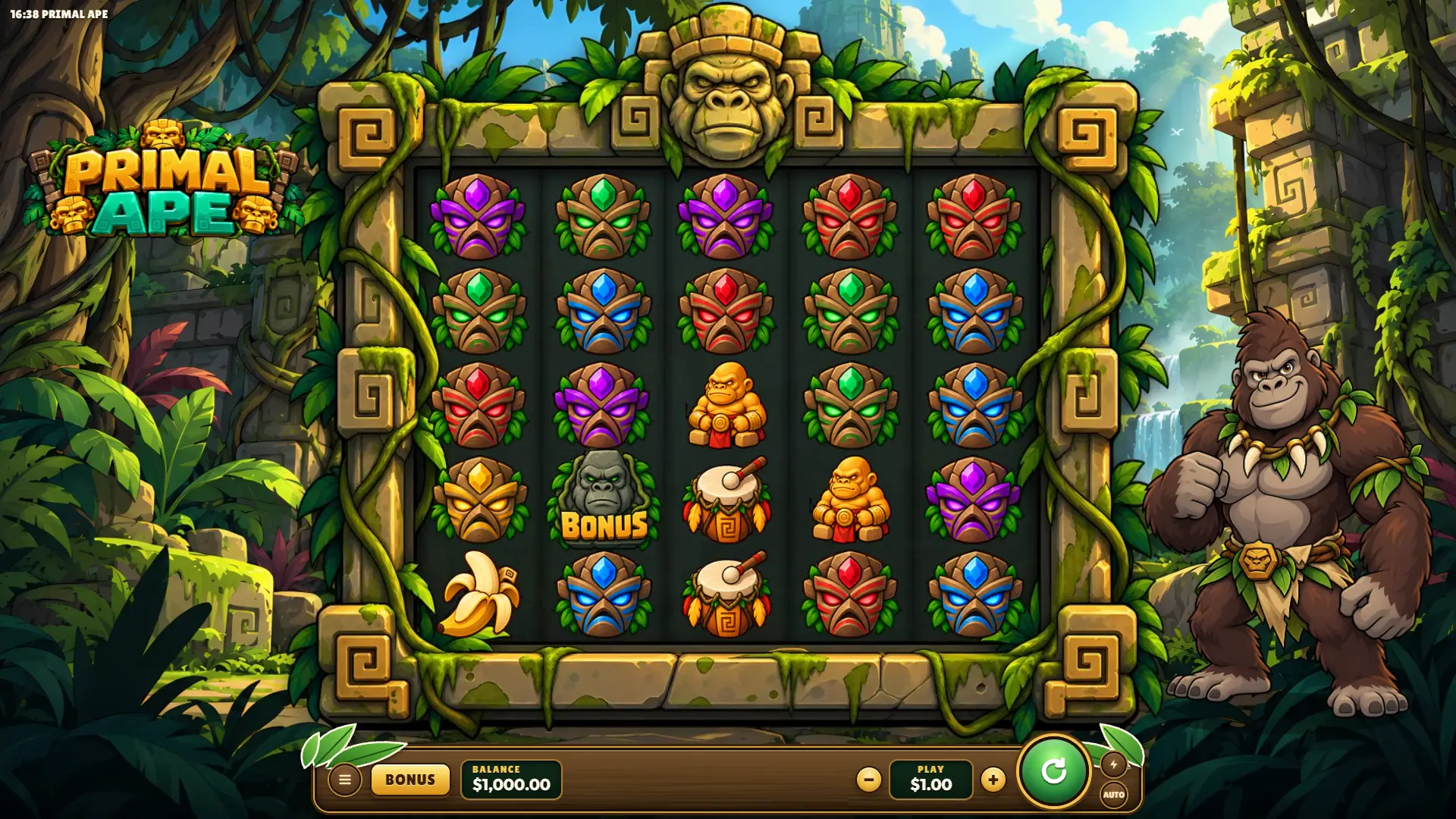 Primal Ape slot gameplay reels