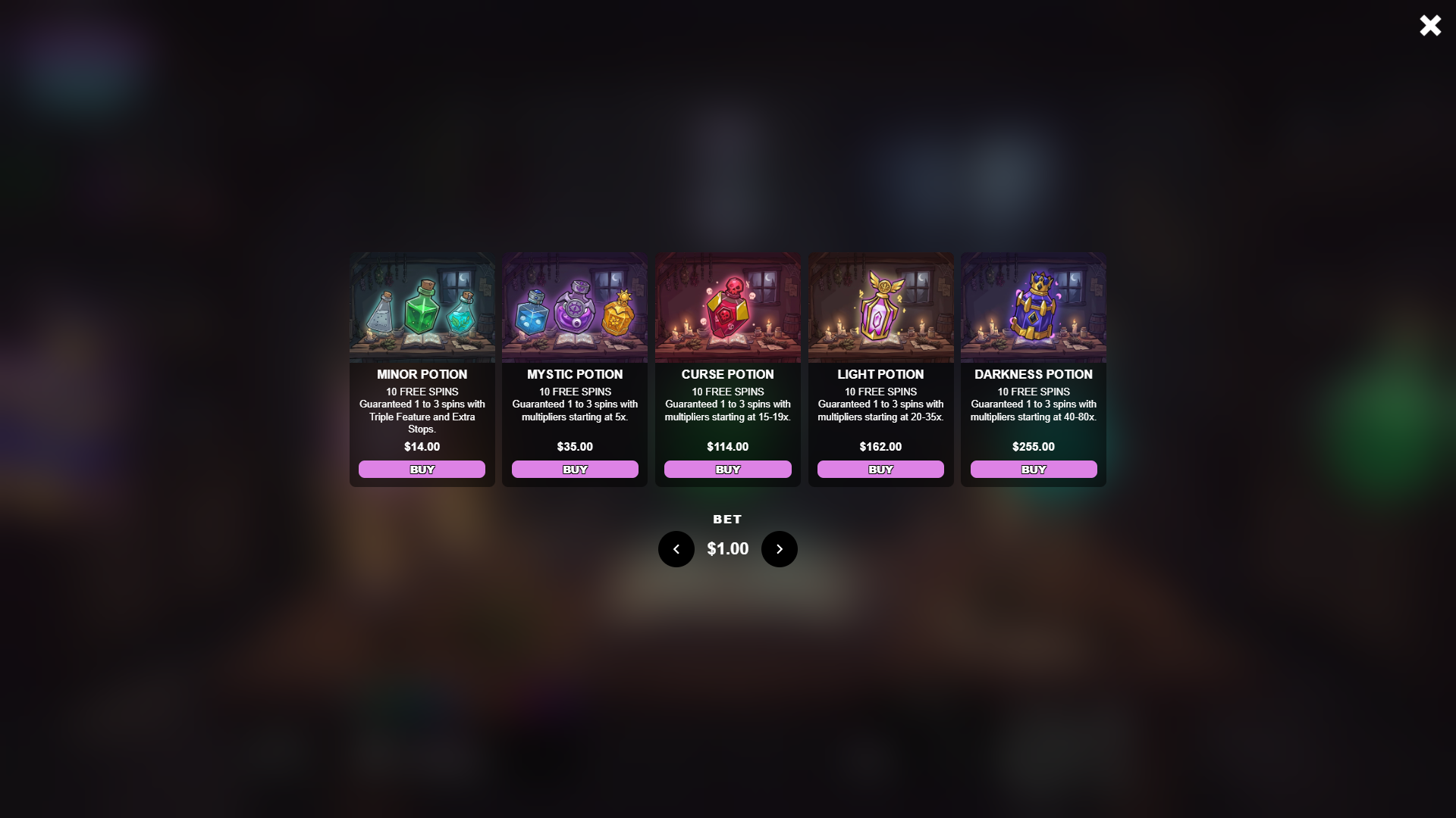 Potion Drop bonus buy menu