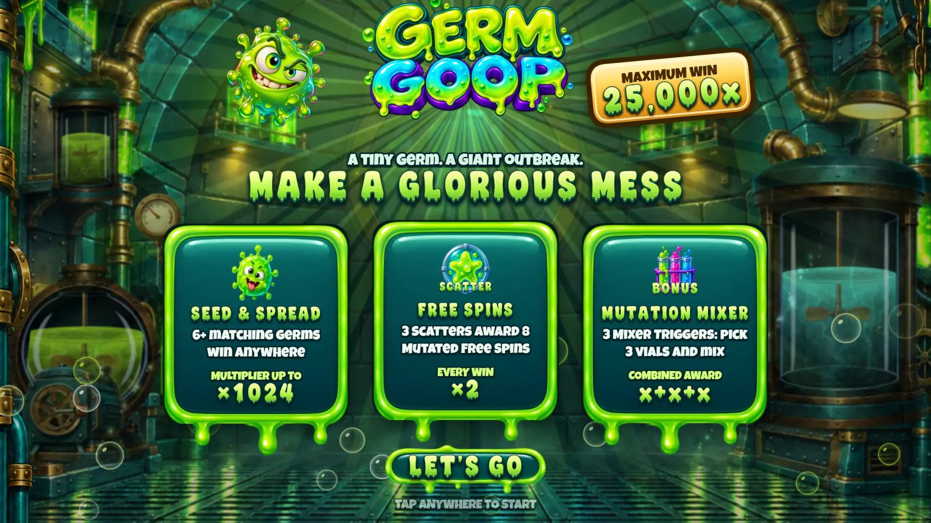 Germ Goop slot intro screen
