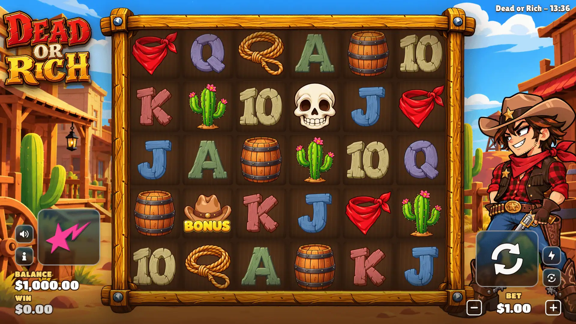 Dead or Rich slot gameplay reels