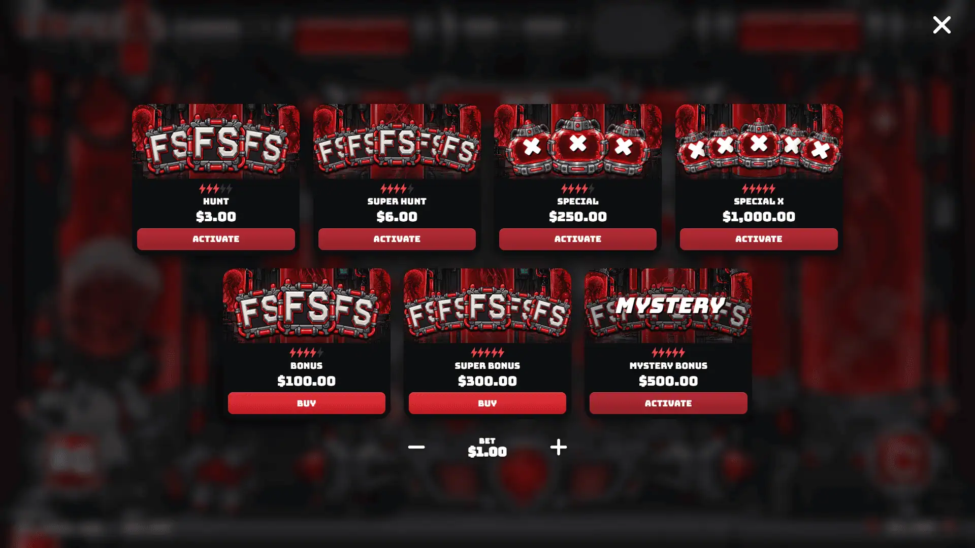 Bioreels bonus buy menu