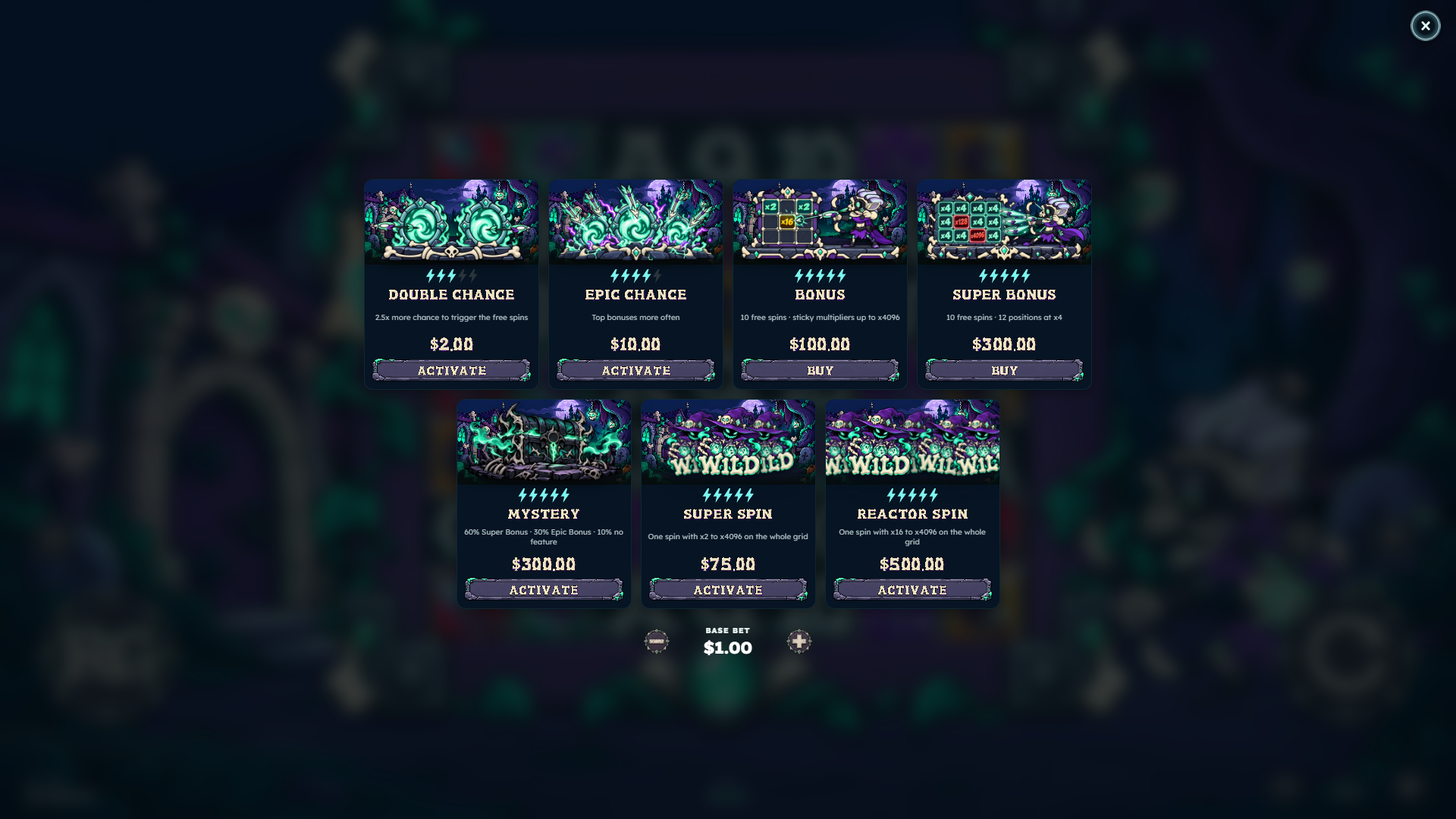 Bone Archer bonus buy menu
