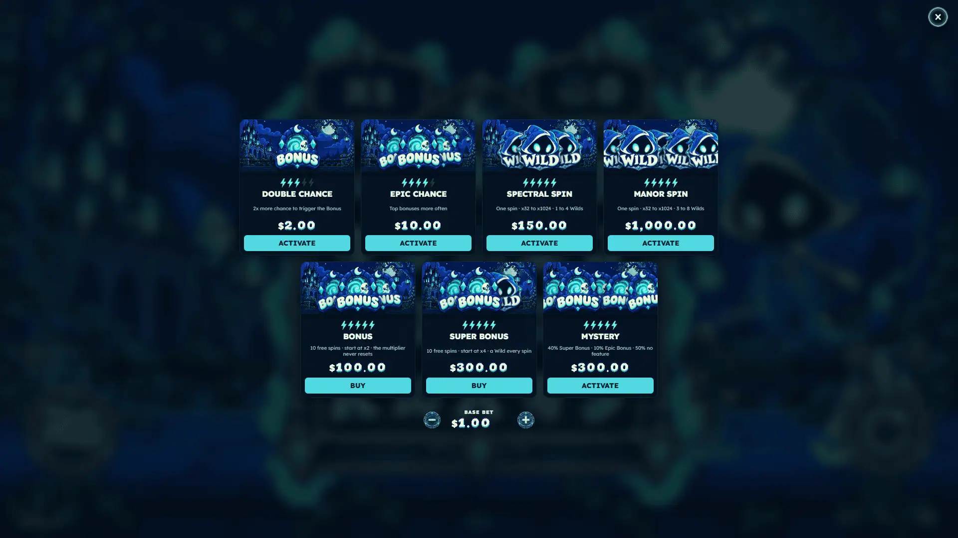 Haunted Hollow bonus buy menu