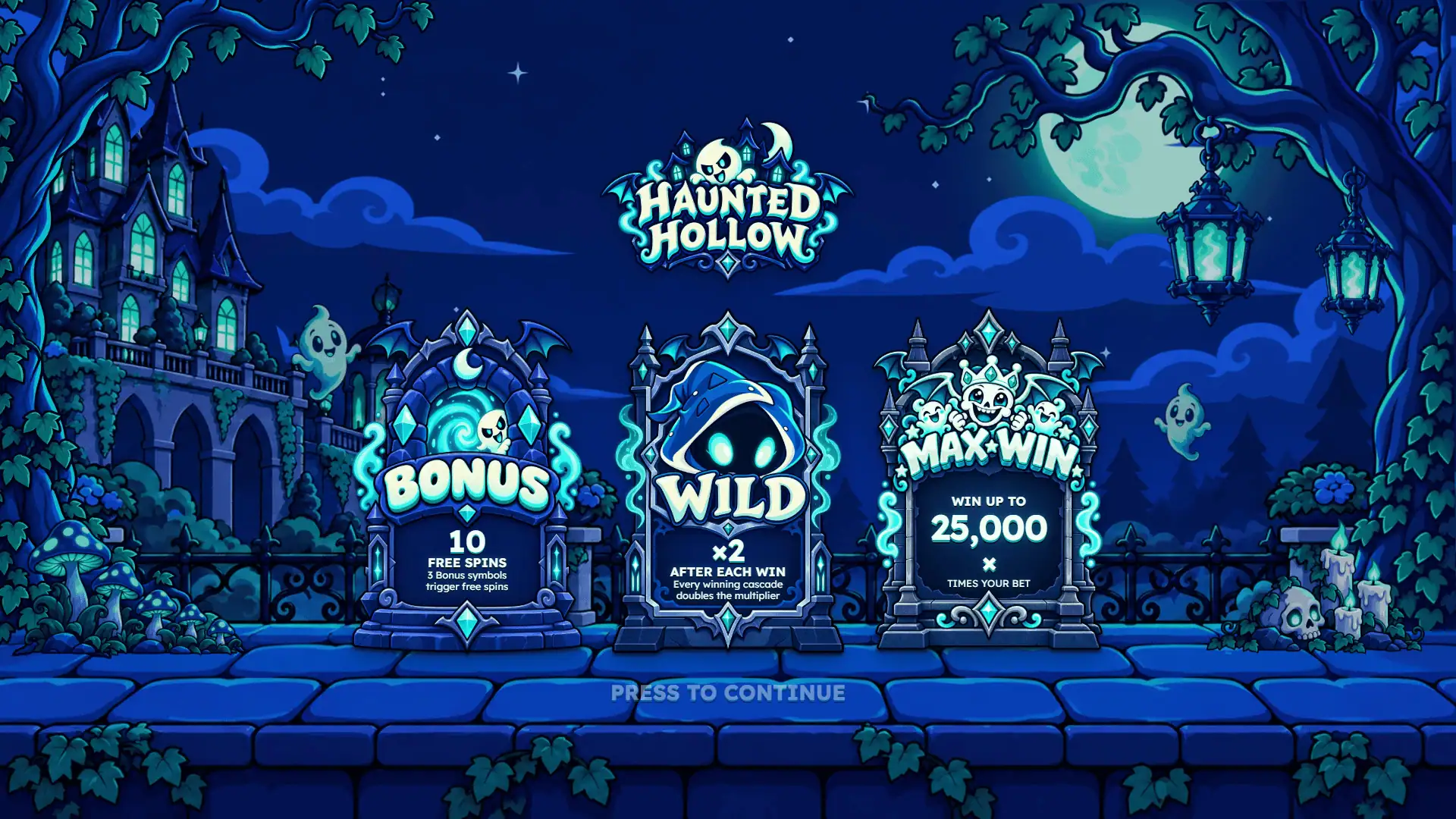 Haunted Hollow slot intro screen