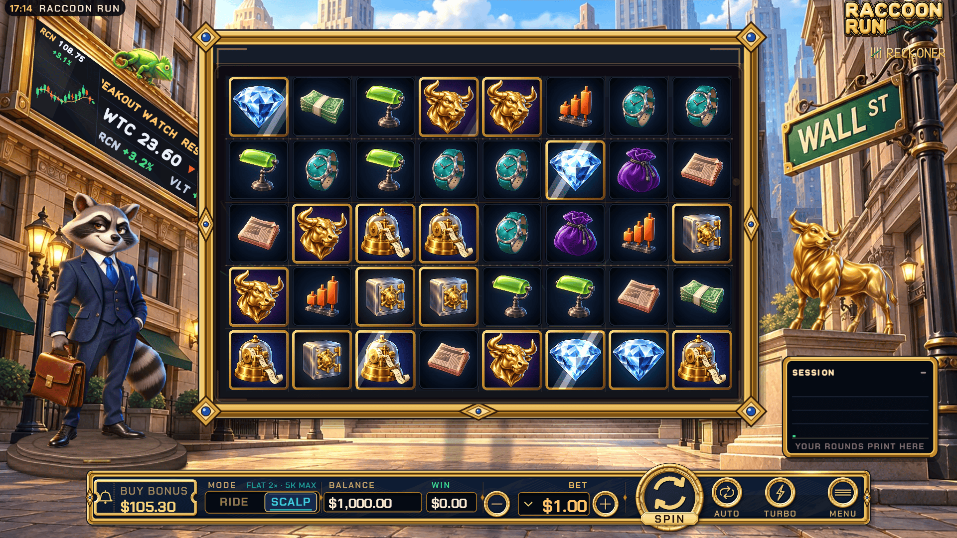 Raccoon Run bonus buy menu