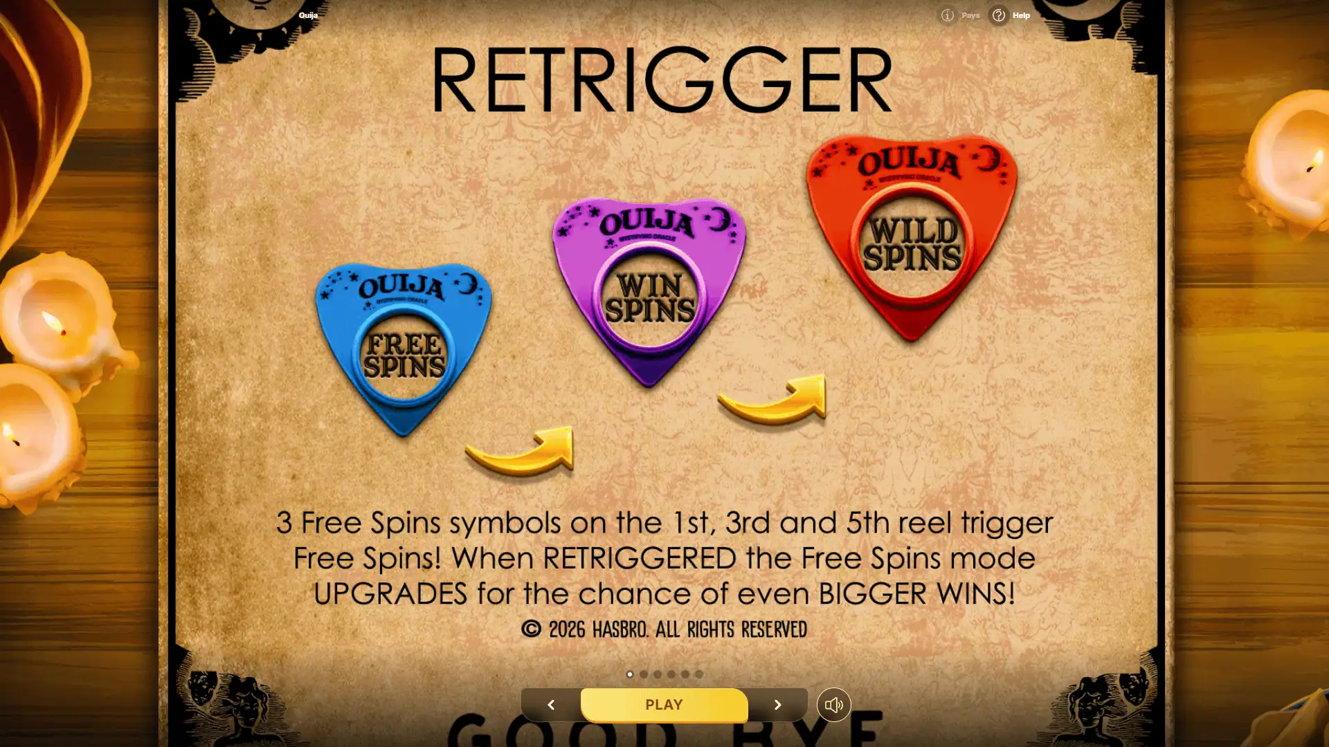 Ouija slot intro screen