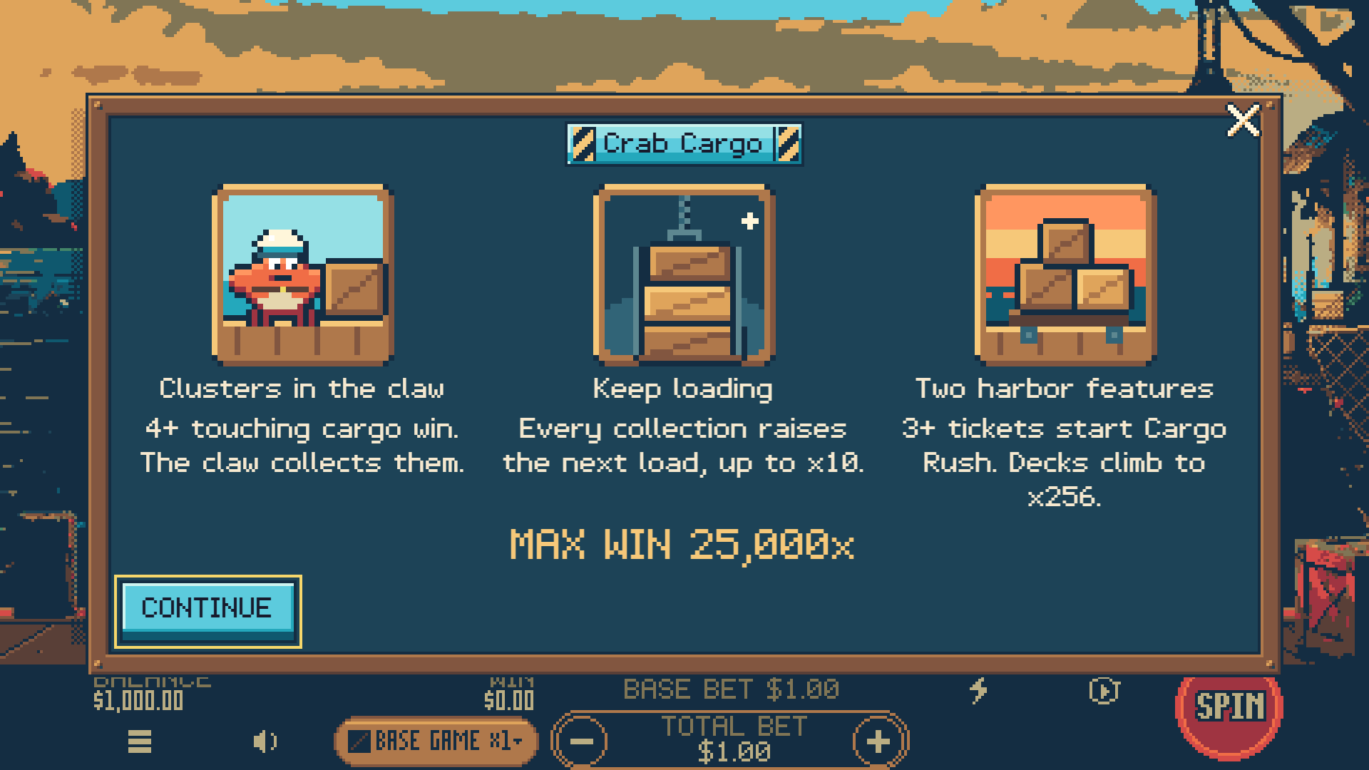 Crab Cargo slot intro screen