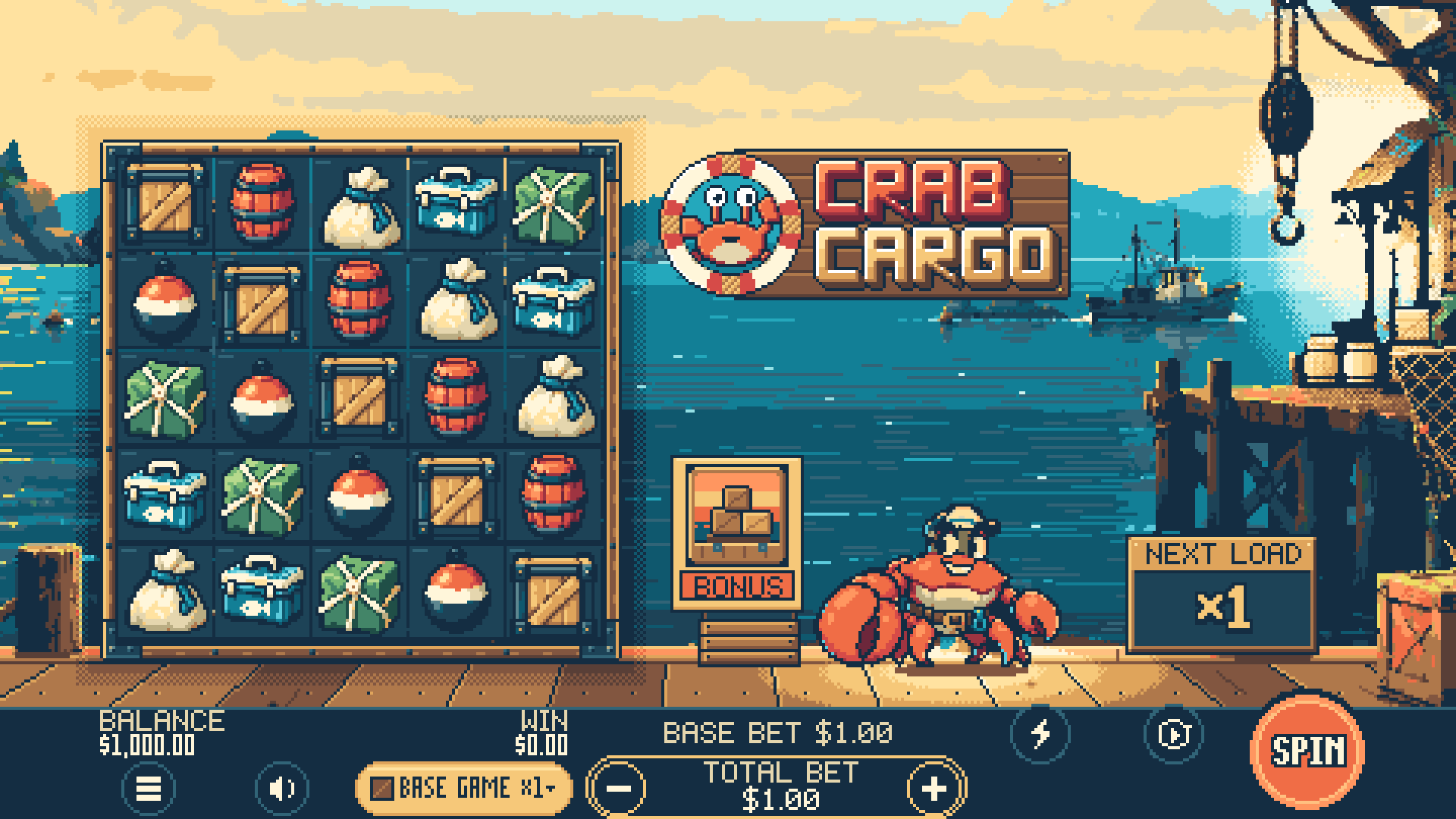 Crab Cargo slot gameplay reels