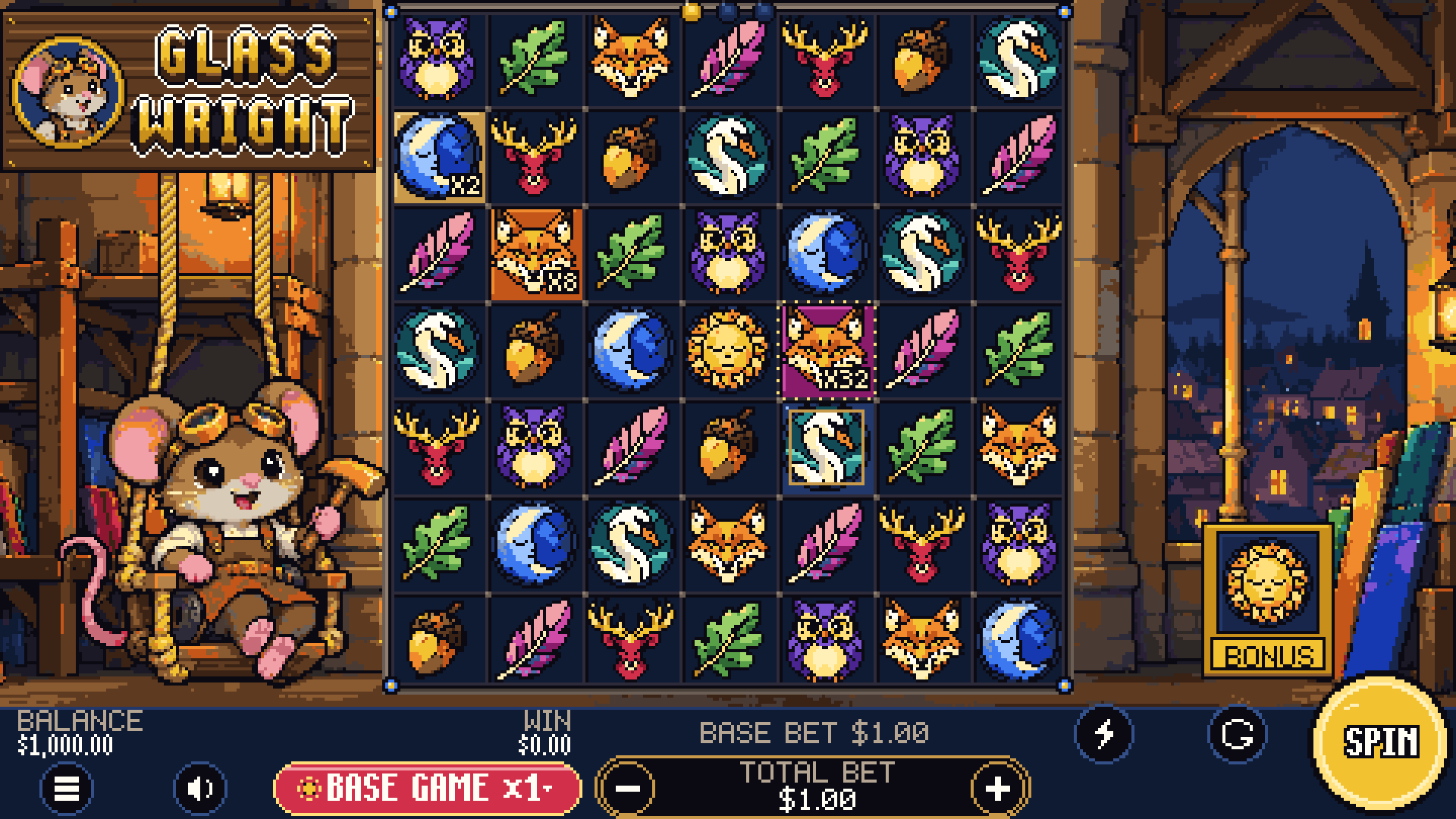 Glasswright slot gameplay reels