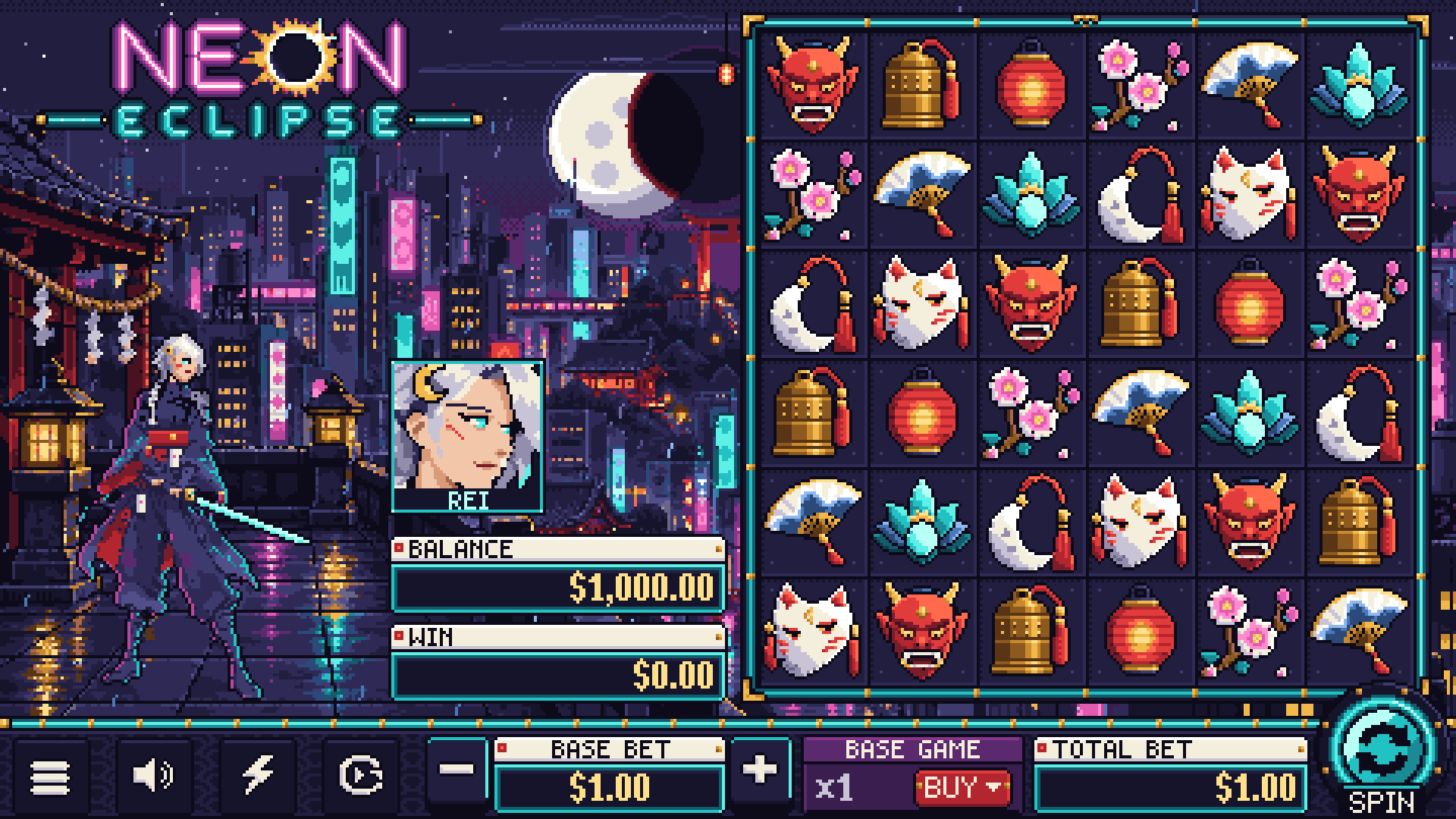 Neon Eclipse slot gameplay reels
