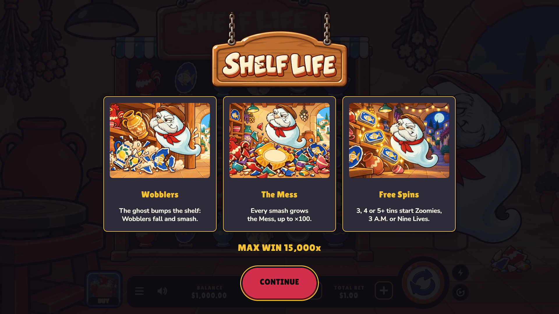 Shelf Life slot intro screen