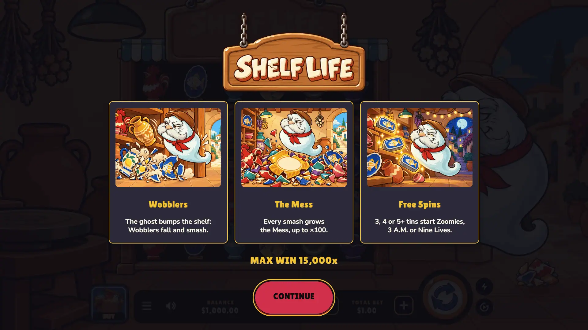 Shelf Life slot intro screen