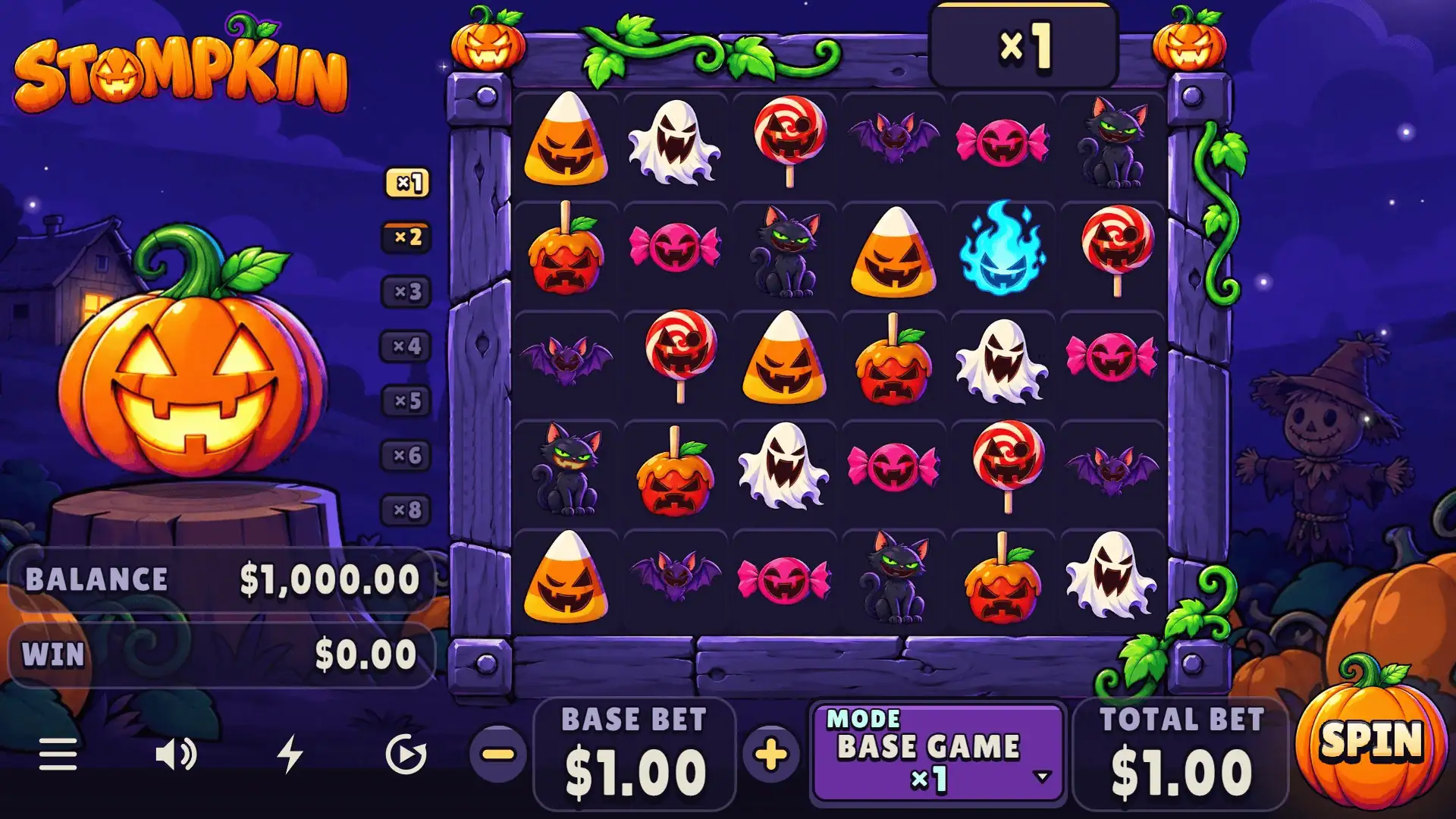 Stompkin HD slot gameplay reels