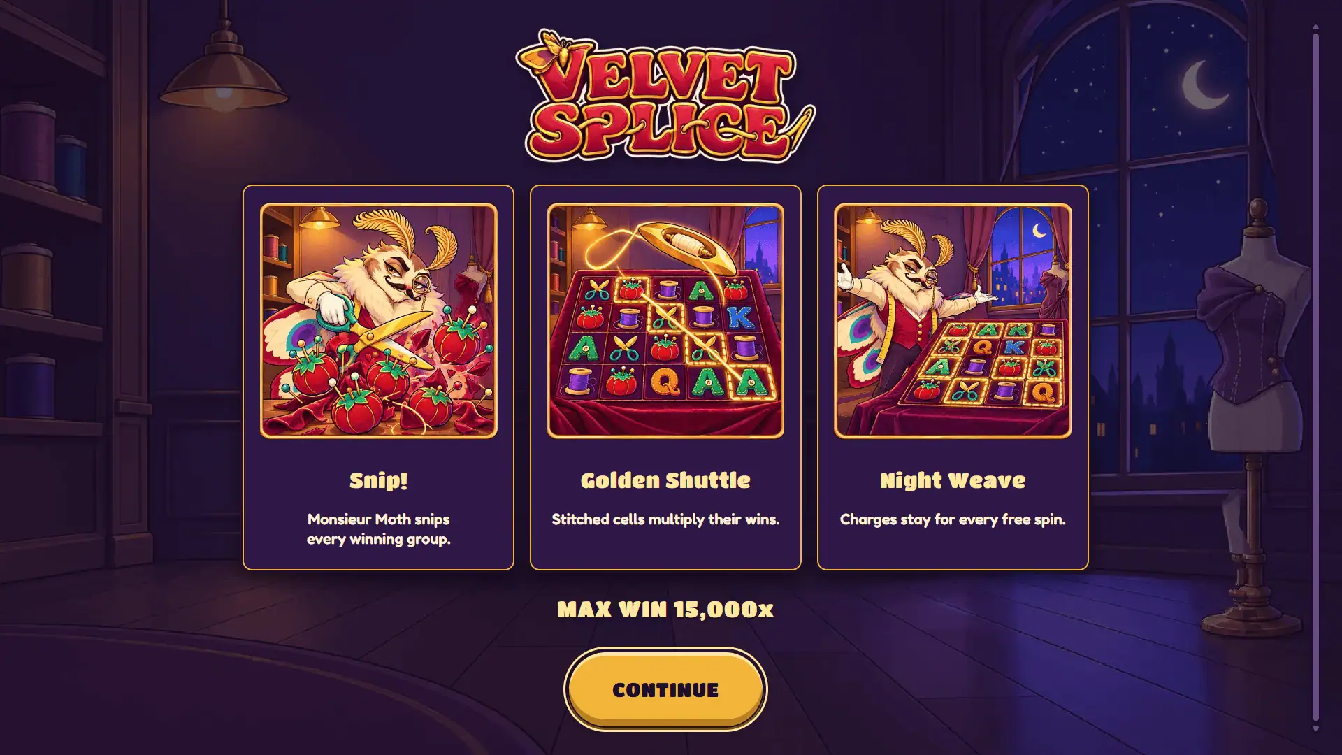 Velvet Splice slot intro screen