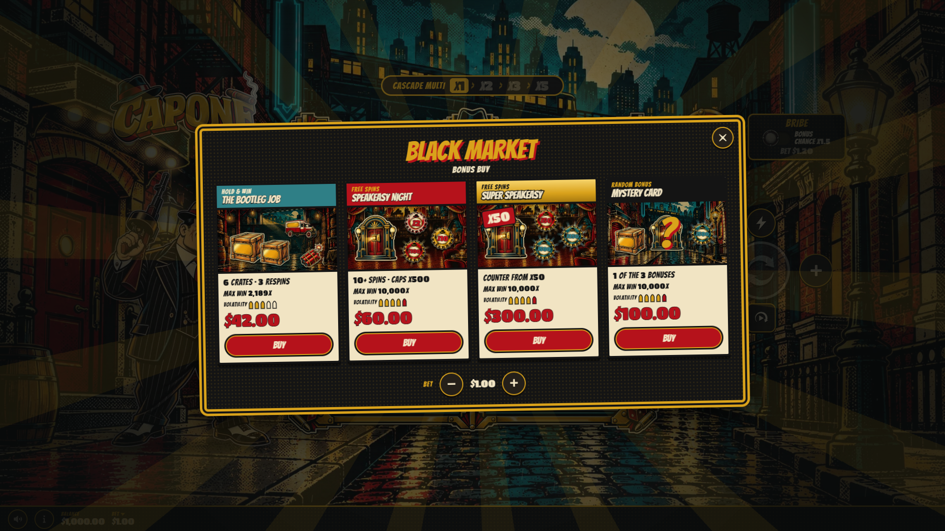 Capone bonus buy menu