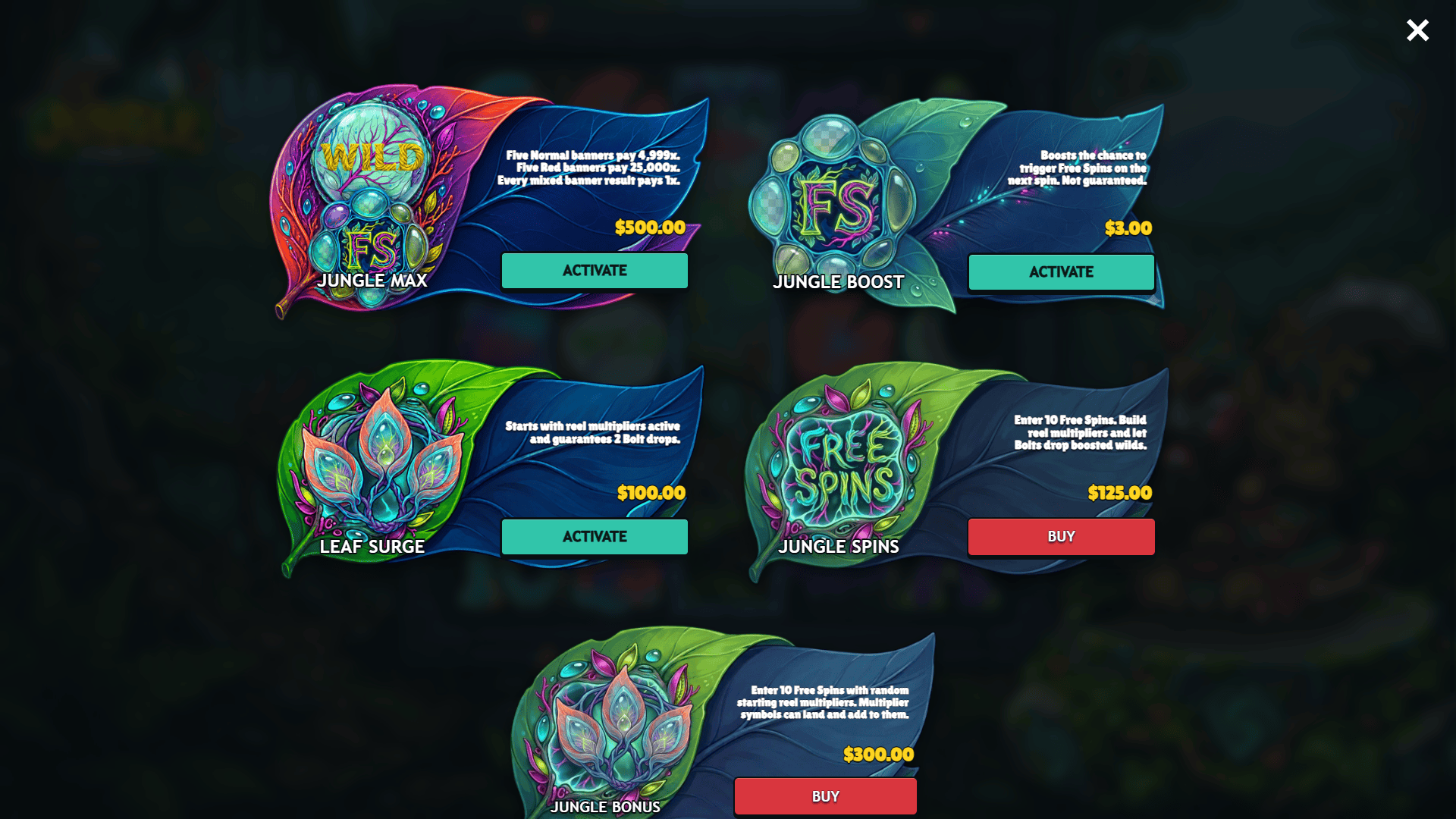 Jungle Jhatu bonus buy menu