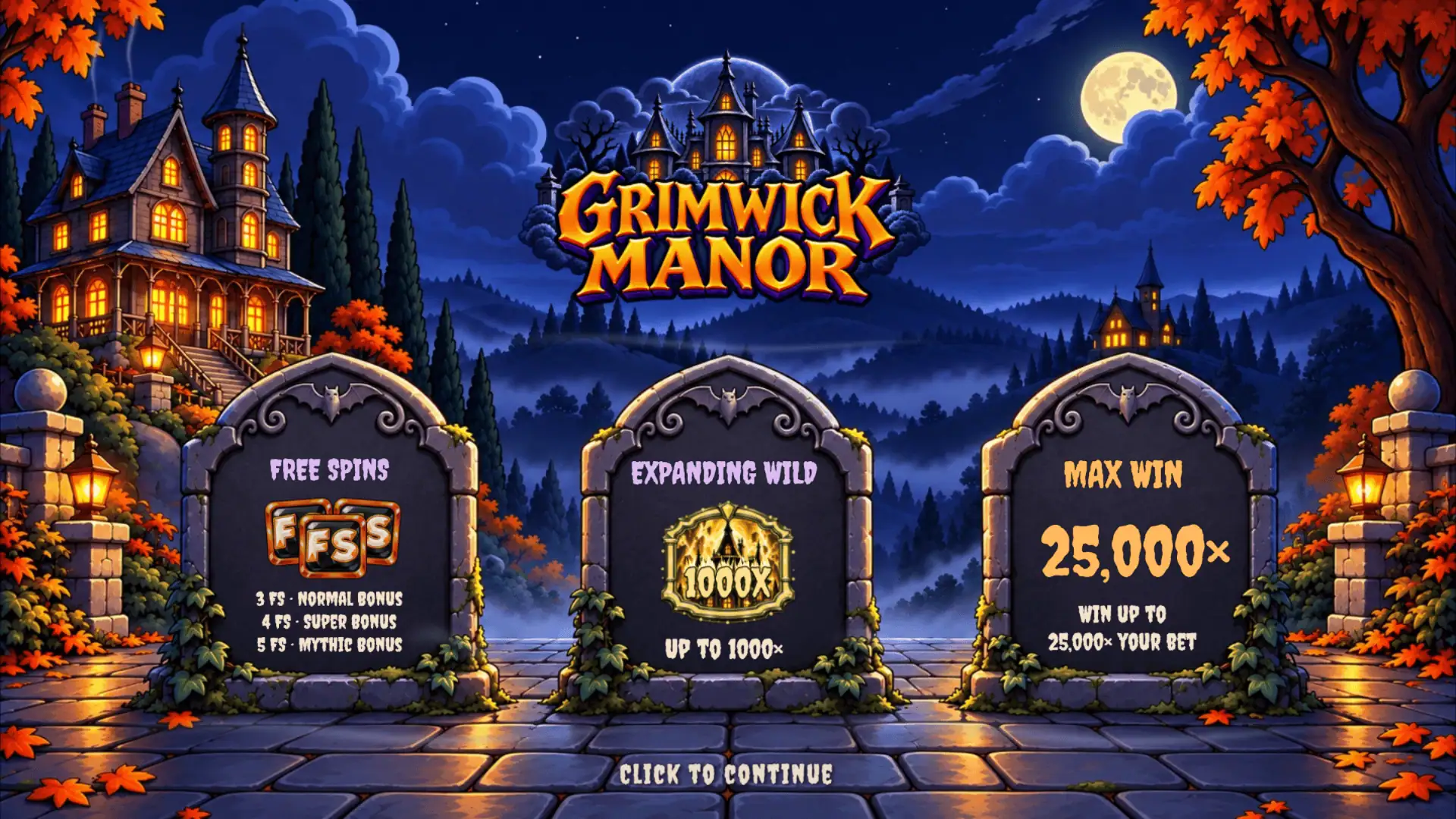 Grimwick Manor slot intro screen