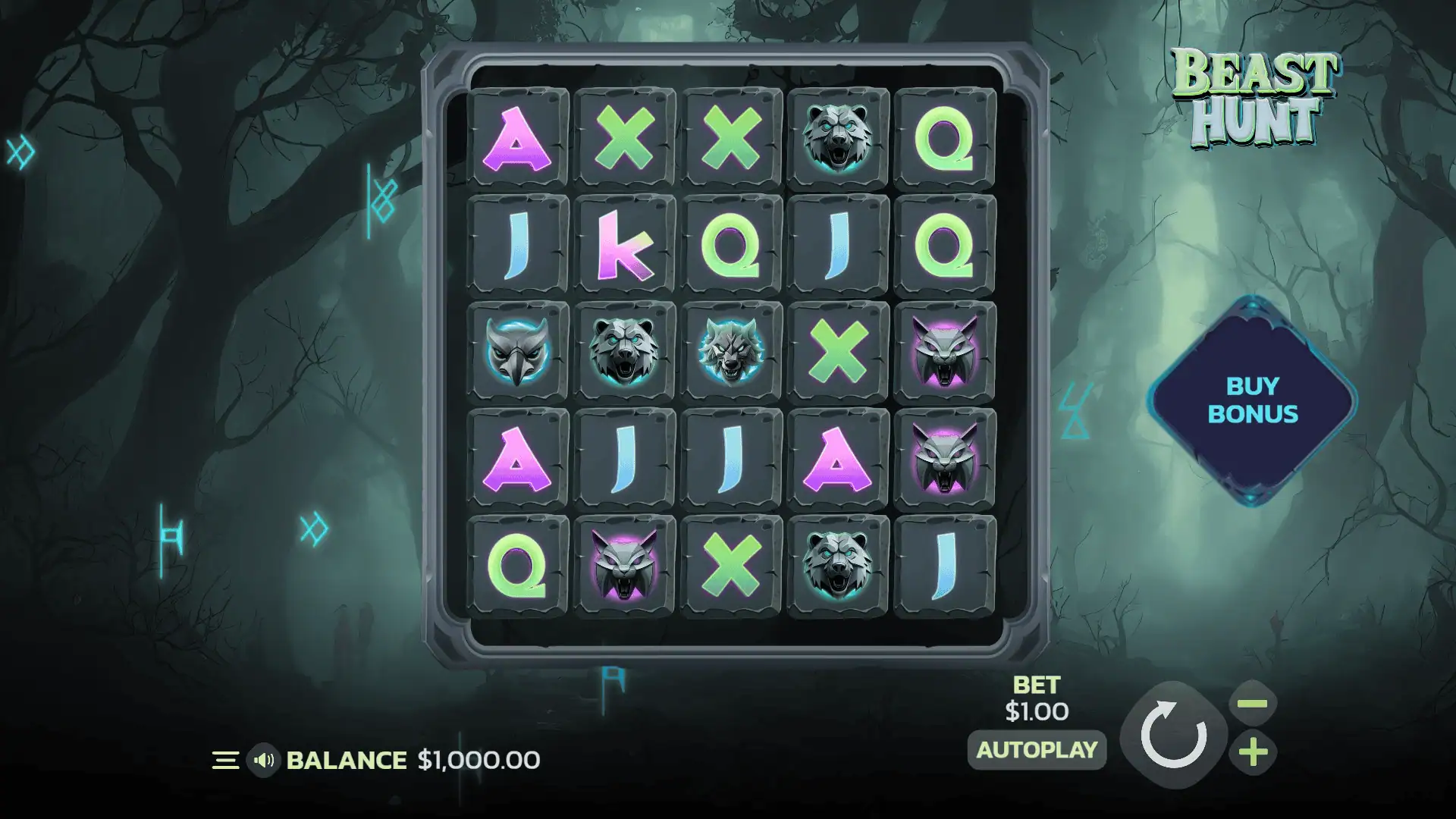 Beast Hunt slot gameplay reels