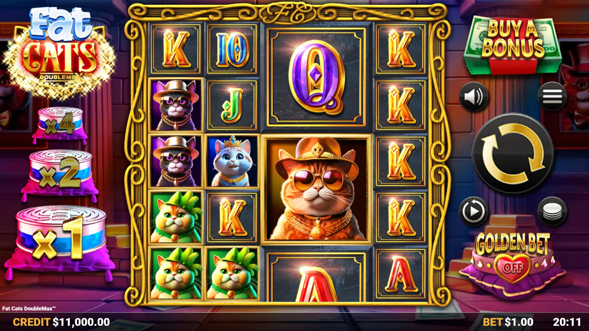 Fat Cats DoubleMax slot gameplay reels