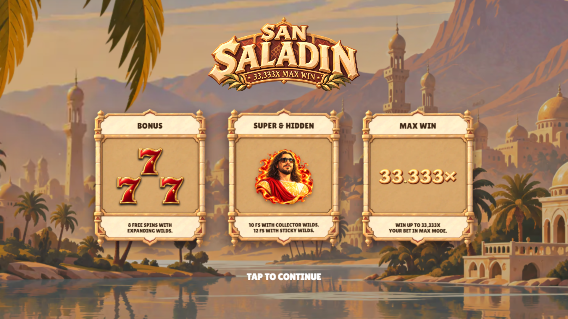 San Saladin slot intro screen