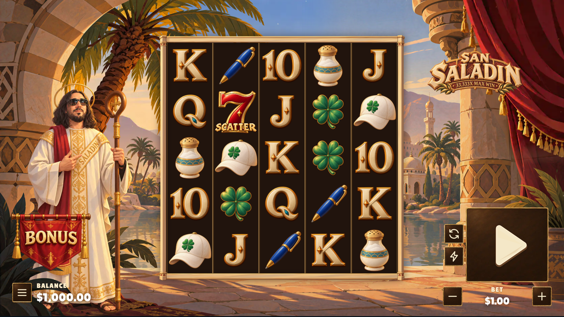 San Saladin slot gameplay reels