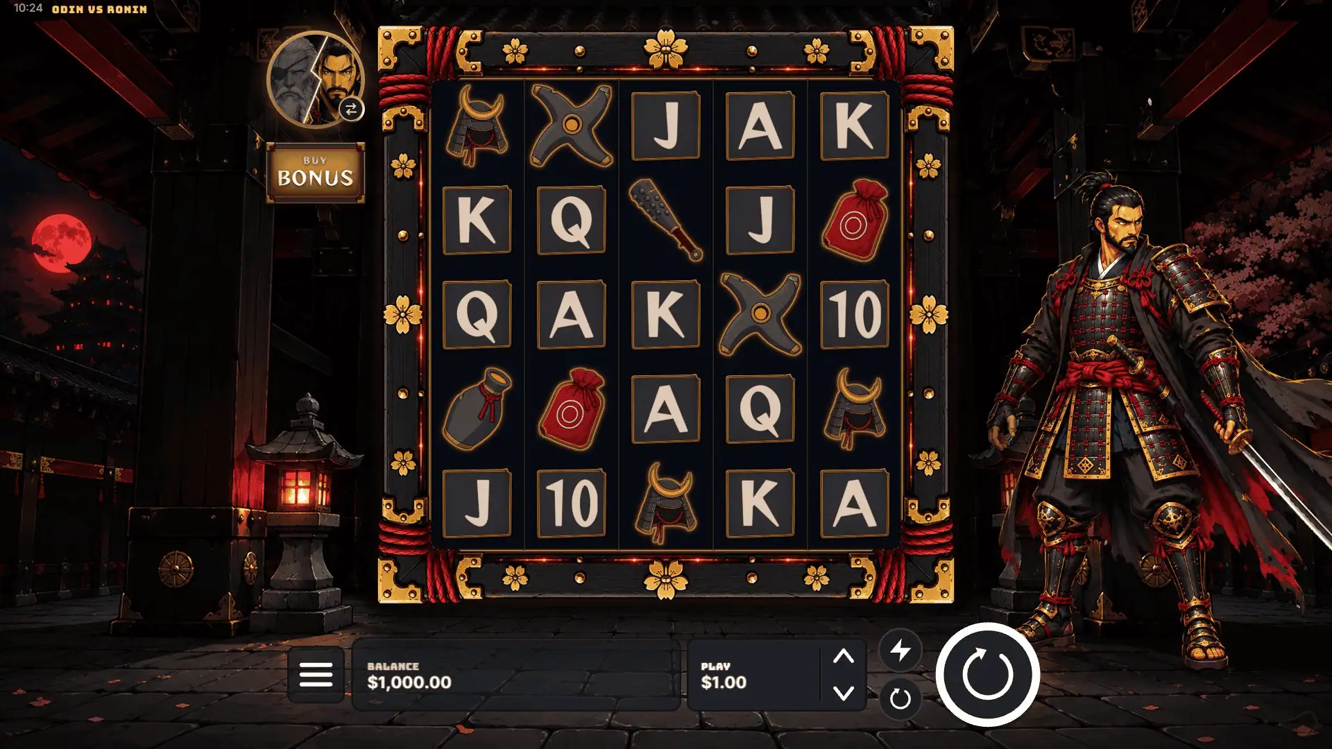 Odin VS Ronin slot gameplay reels