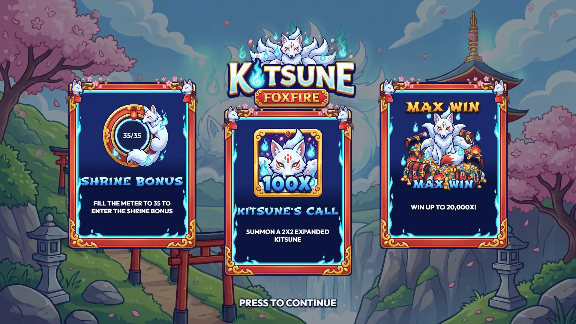 Kitsune Foxfire slot intro screen