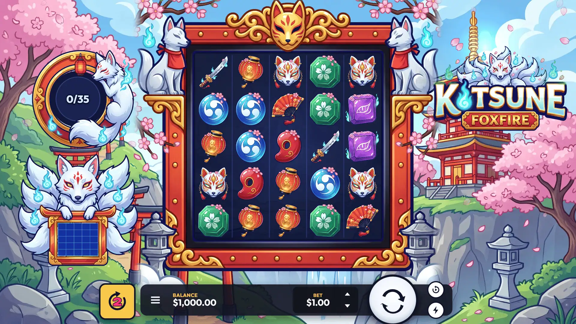 Kitsune Foxfire slot gameplay reels