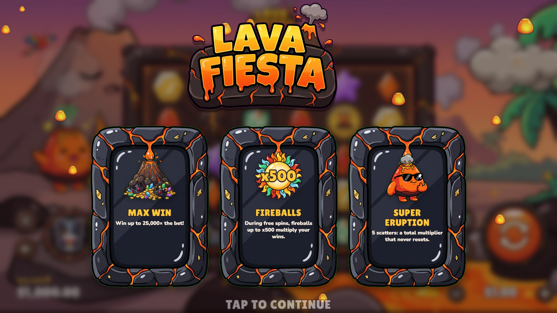 Lava Fiesta slot intro screen
