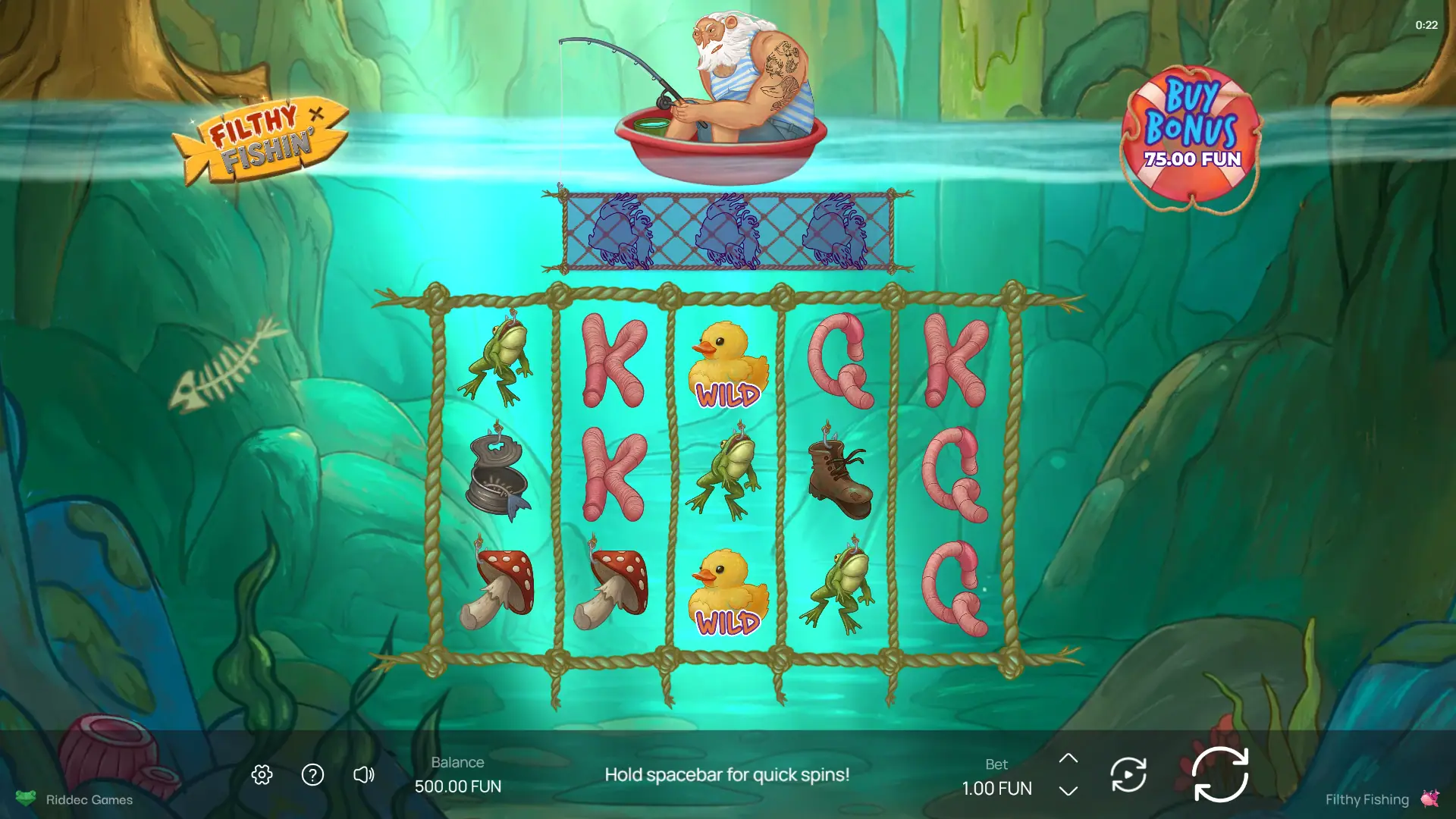 Filthy Fishin' slot gameplay reels