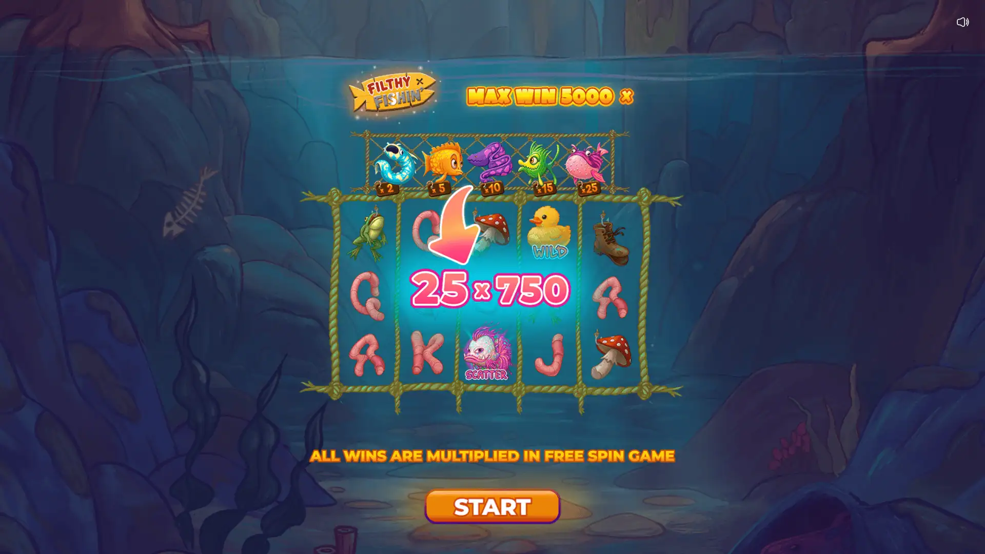 Filthy Fishin' slot intro screen