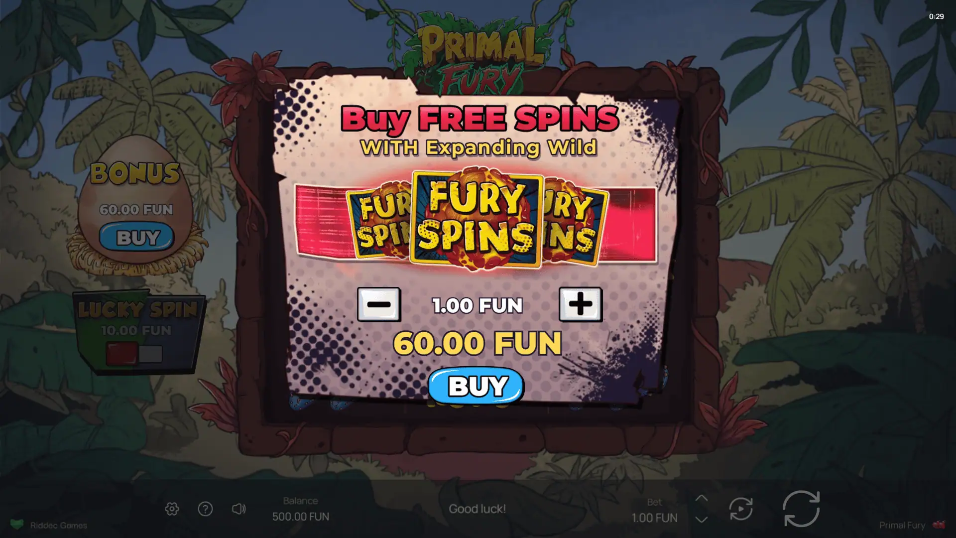 Primal Fury bonus buy menu