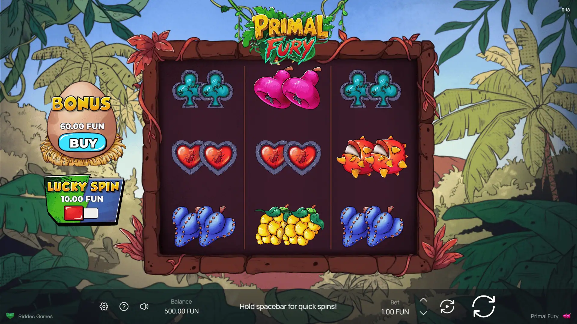 Primal Fury slot gameplay reels