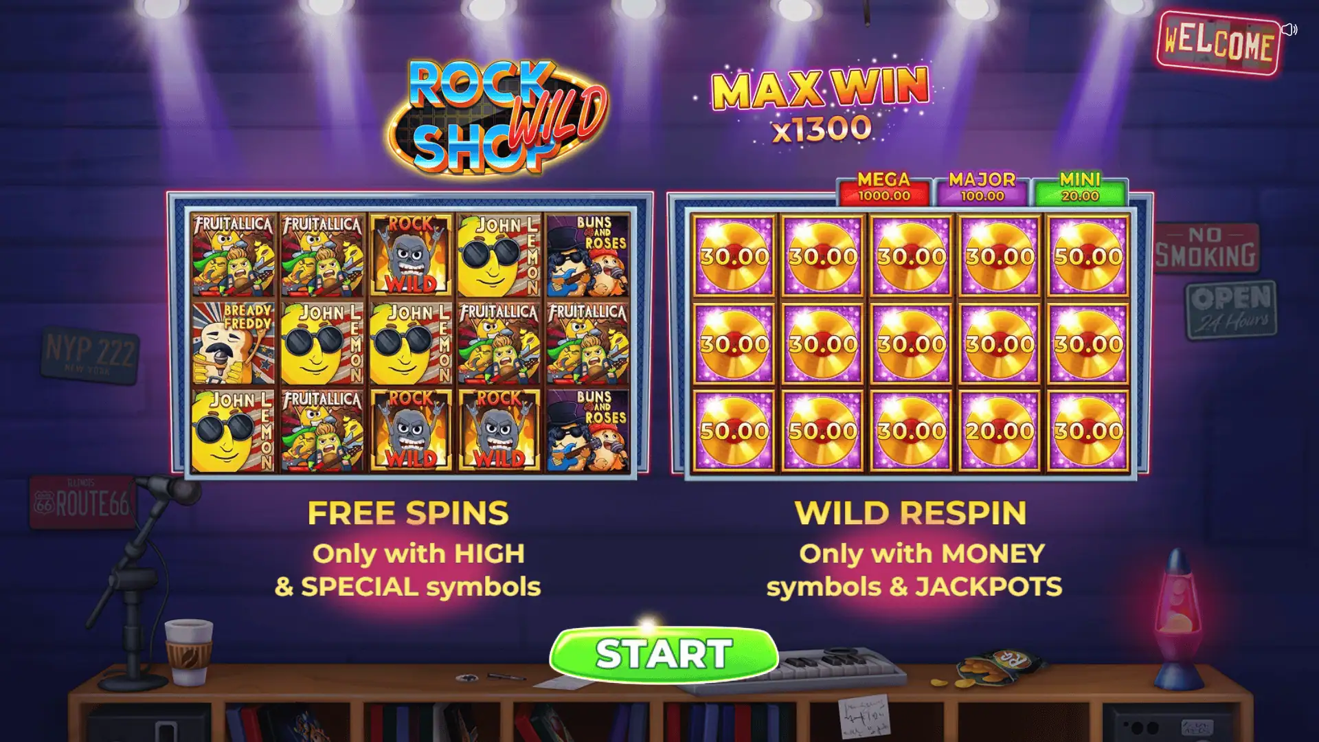 Rock Wild Shop slot intro screen