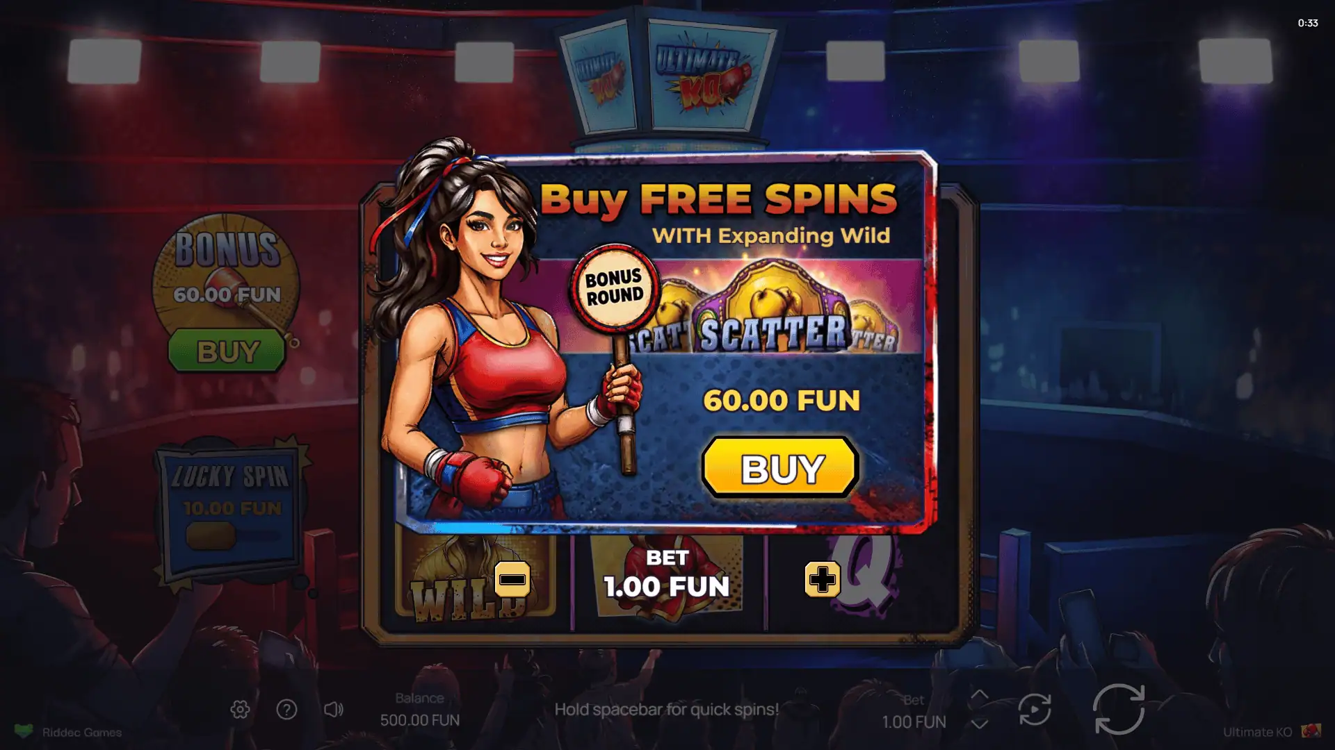 Ultimate KO bonus buy menu