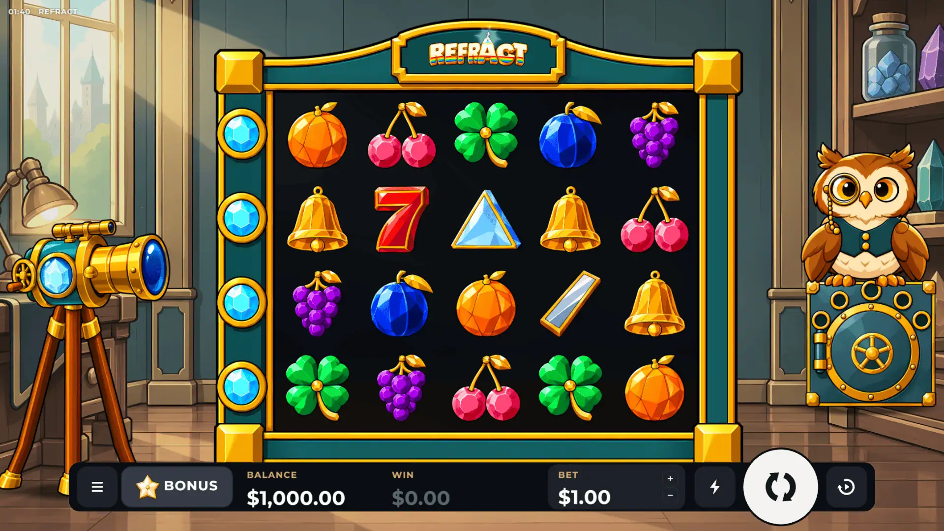Refract slot gameplay reels