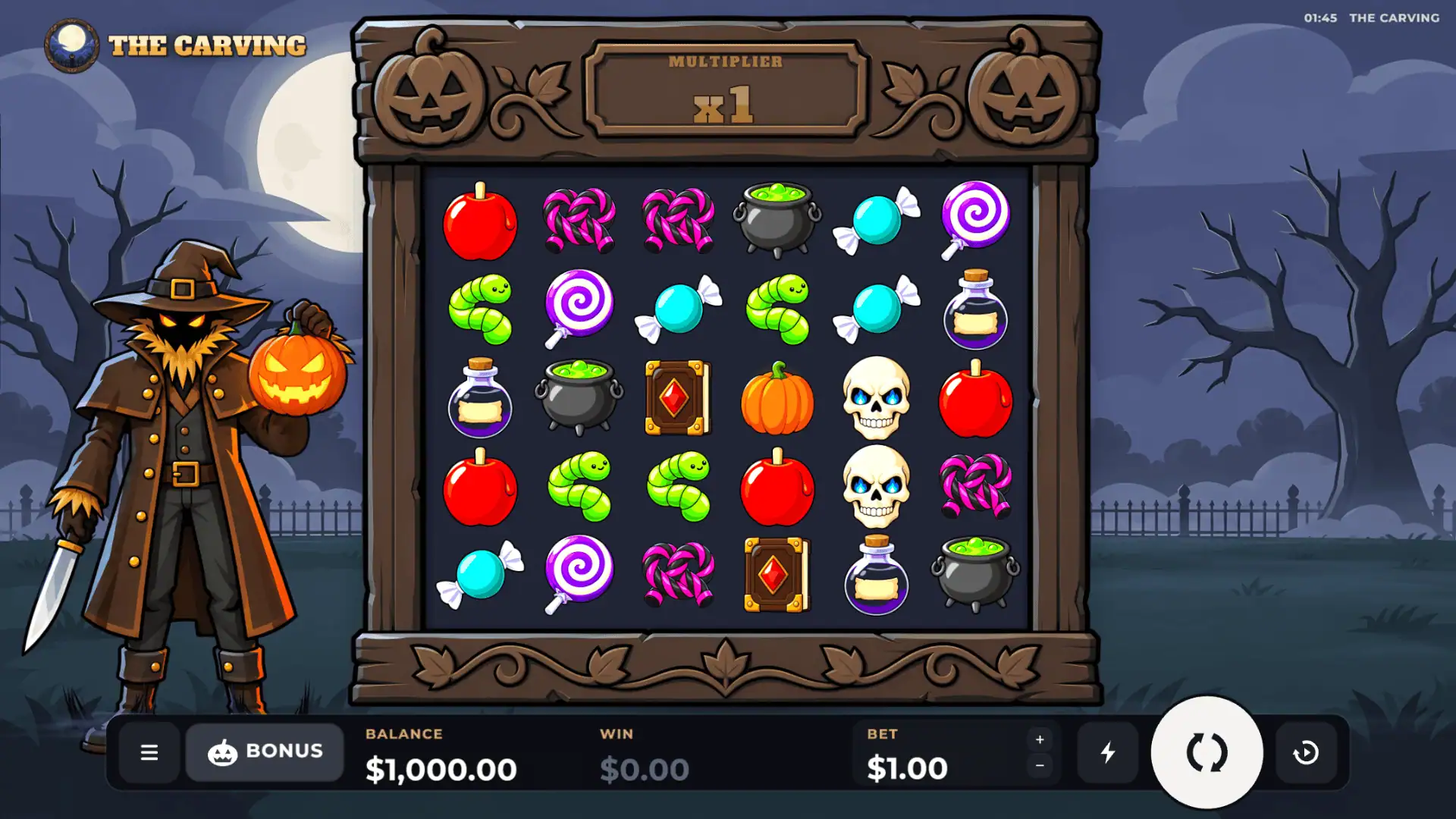 The Carving slot gameplay reels