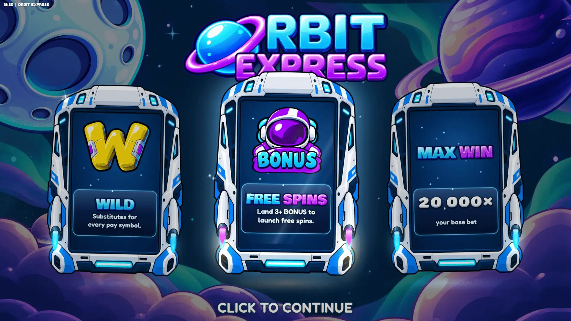 Orbit Express slot intro screen