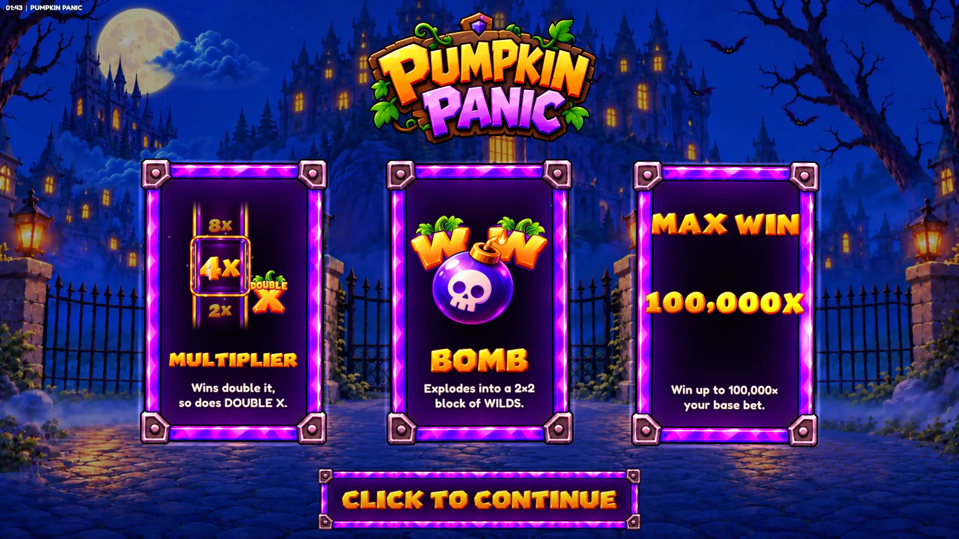 Pumpkin Panic slot intro screen
