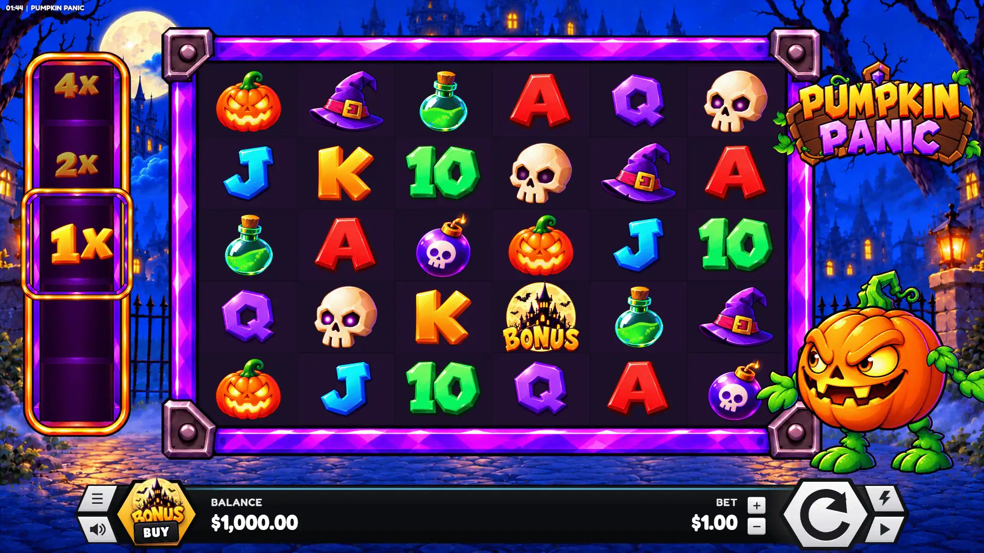 Pumpkin Panic slot gameplay reels