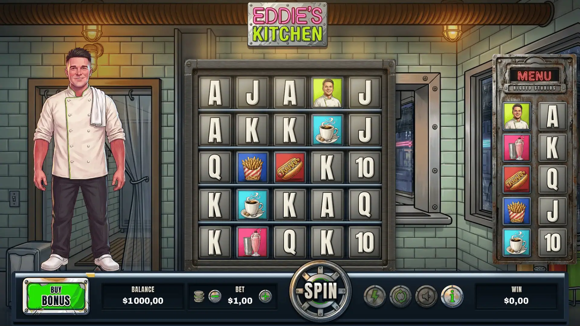 Eddies Kitchen slot gameplay reels
