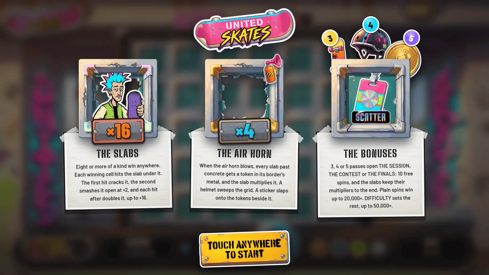 United Skates slot intro screen