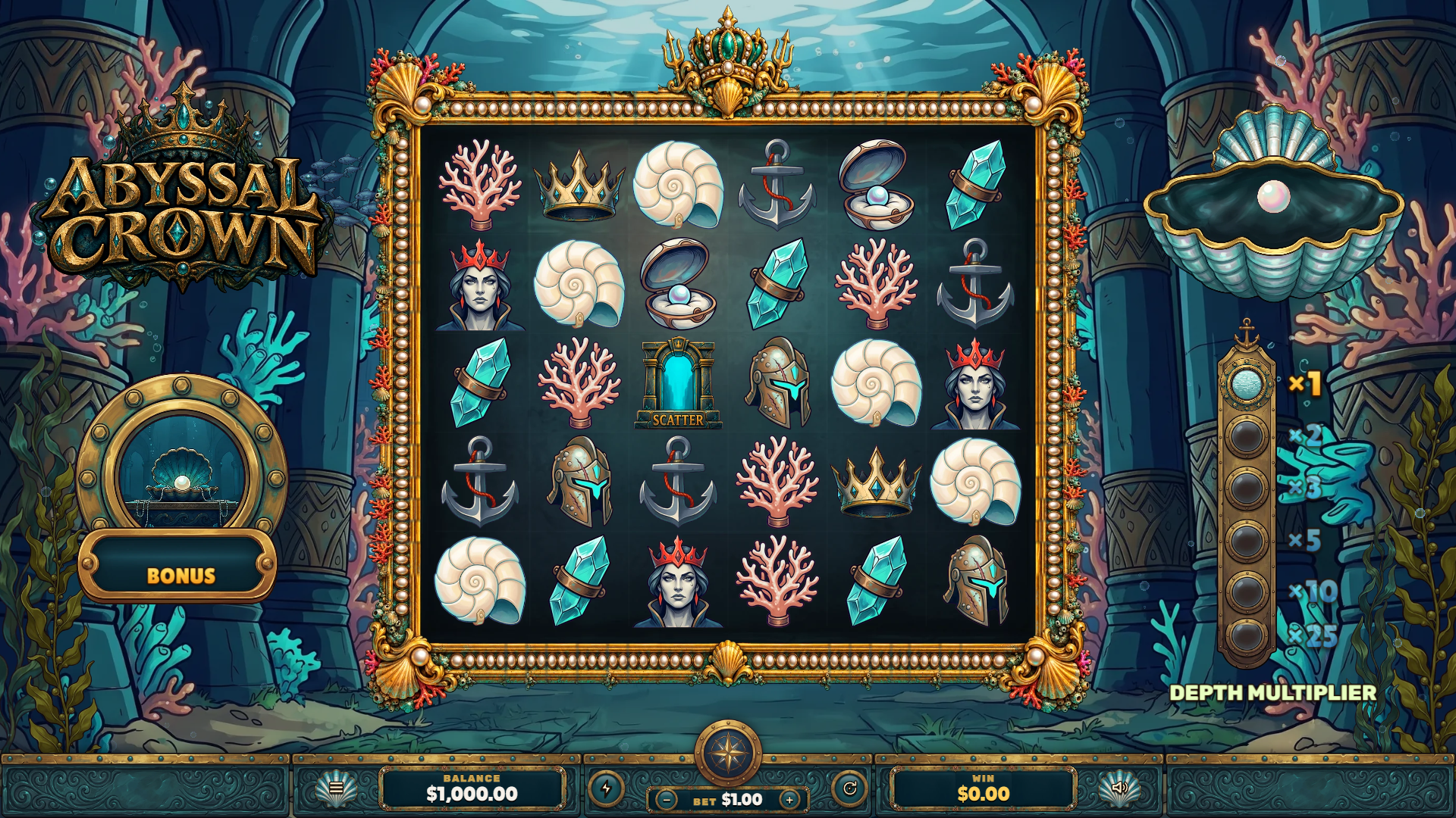 Abyssal Crown slot gameplay reels