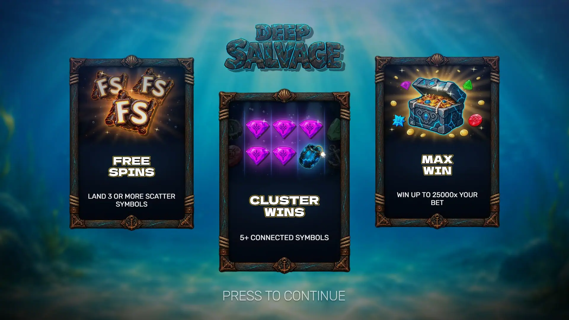 Deep Salvage slot intro screen