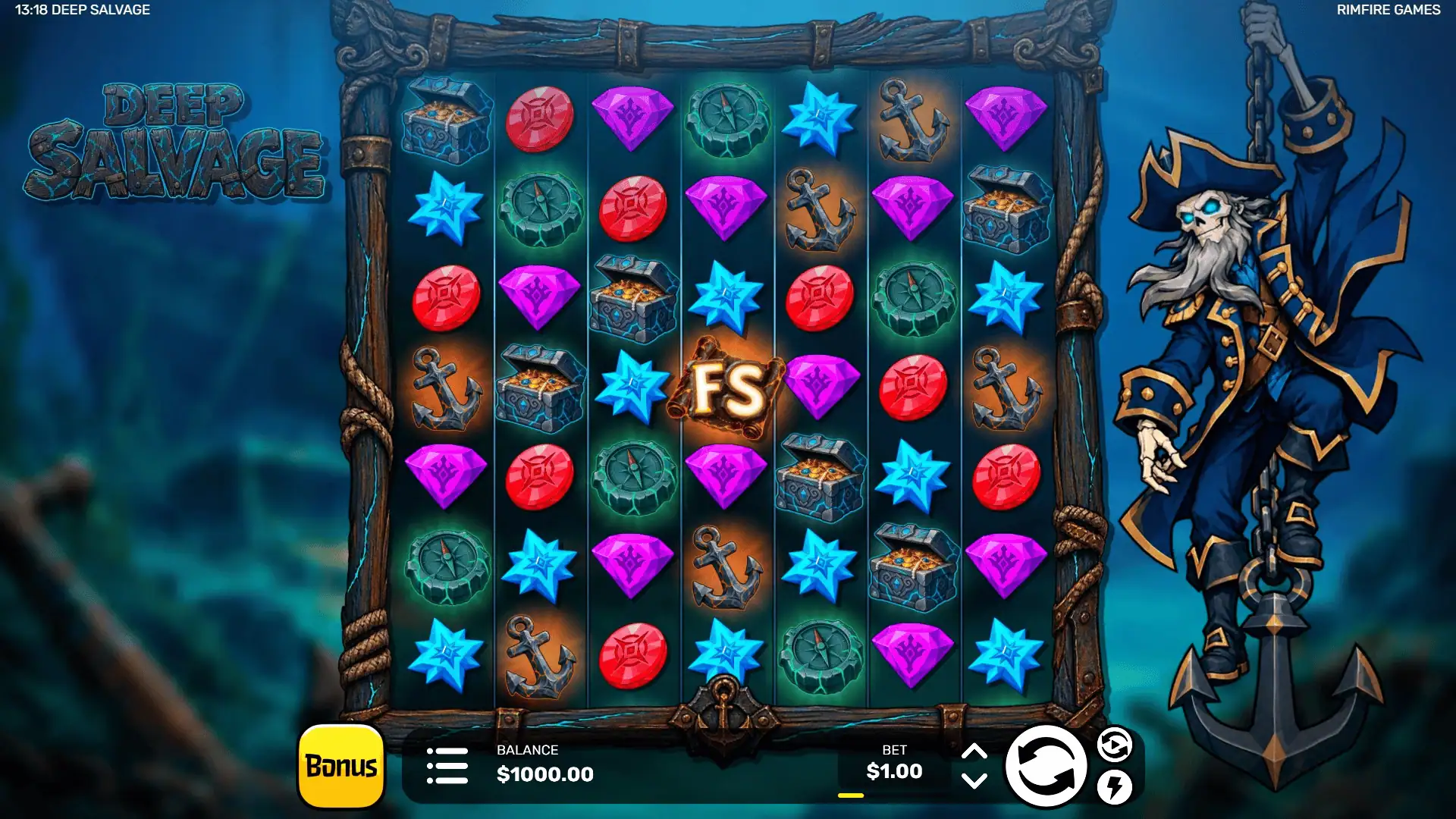 Deep Salvage slot gameplay reels
