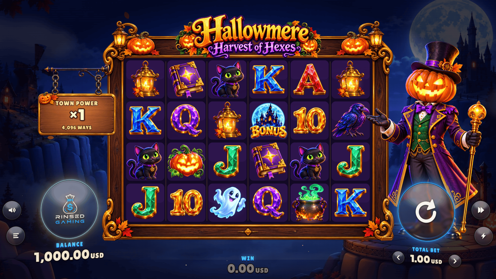 Hallowmere slot gameplay reels